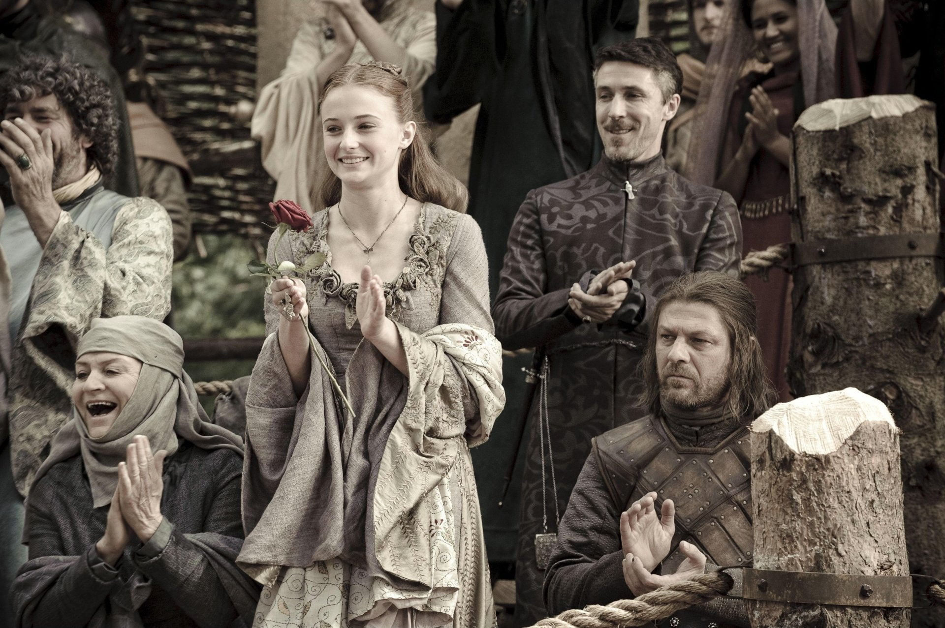 TV Show, human representation, Sophie Turner, clothing, women, Eddard Stark, Petyr Baelish, Aidan Gillen, sadness, architecture, adult, 1080P, males, religion, HD Wallpaper