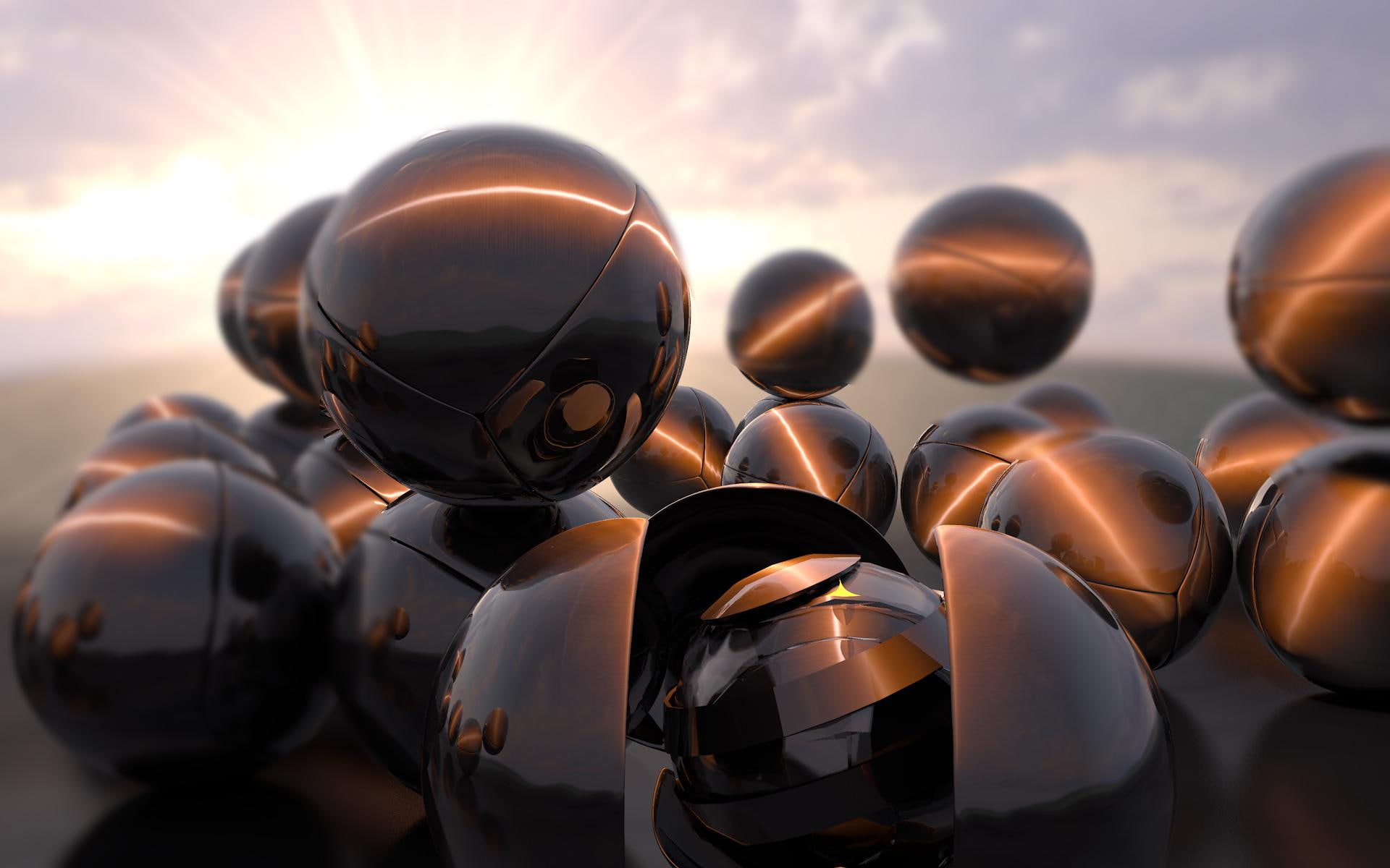 3d, balls, 1080P, armor, armored, core, 3d and abstract, HD Wallpaper