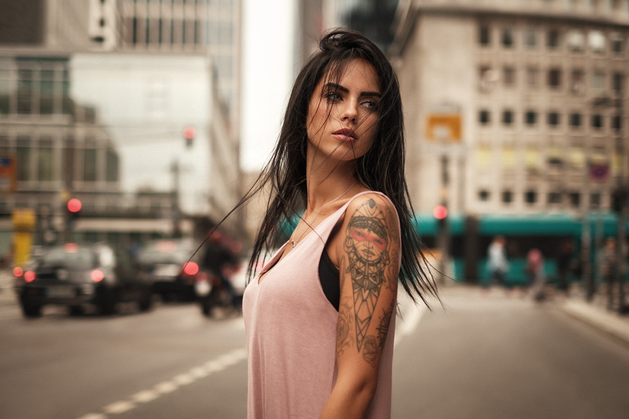 Tattoo, Girl, 1080P, Brunette, Depth Of Field, Model, Woman, Models, Marlen Alvarez Valderrama, HD Wallpaper