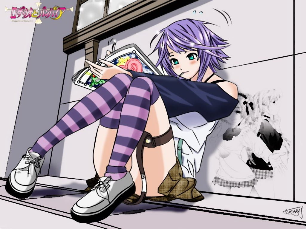 side view, purple, young adult, young women, females, women, human representation, anime, beautiful woman, shoe, fashion, full length, high heels, funky, HD Wallpaper