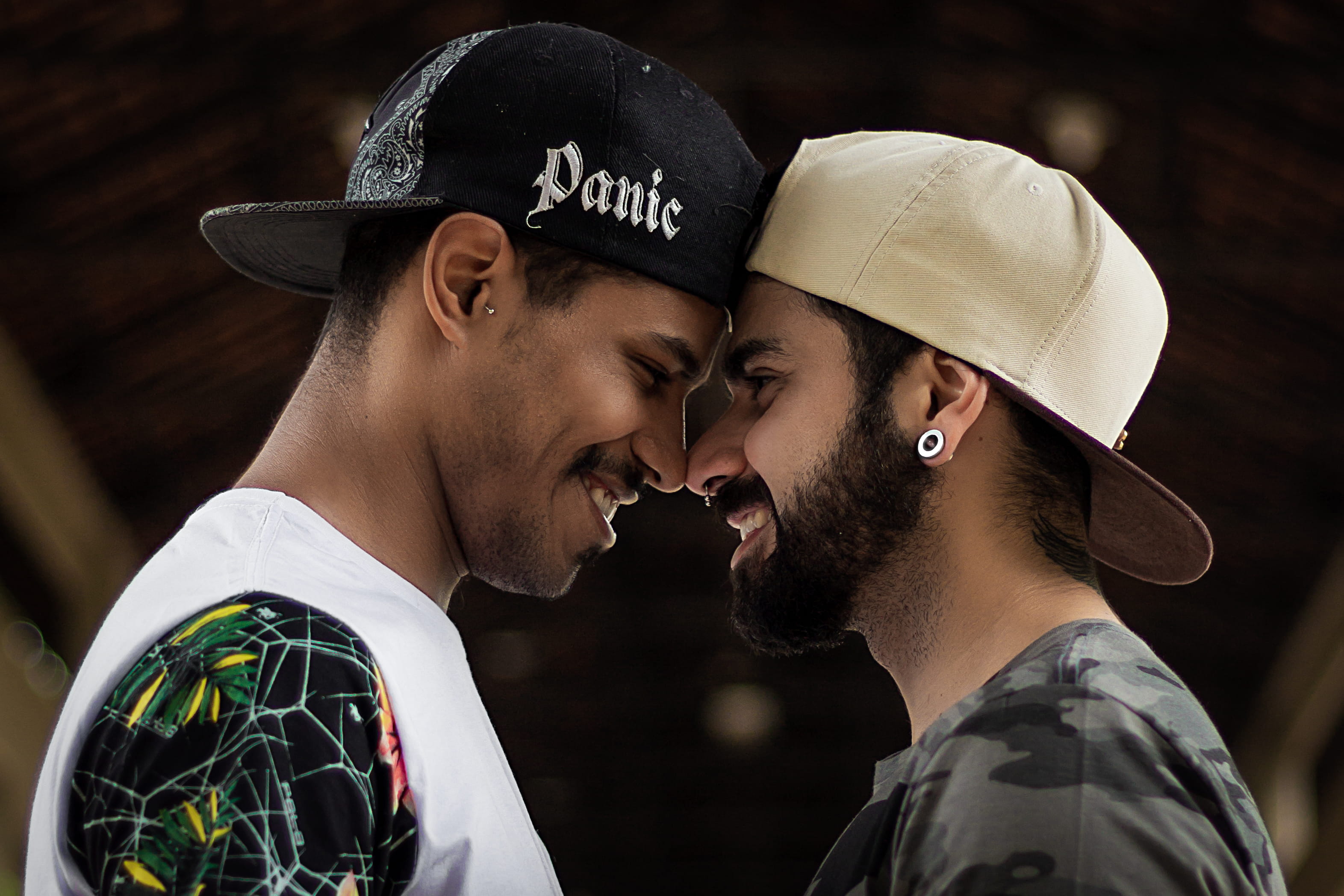 hat, emotion, facing, cap, adult, daylight, pose, clothing, headshot, heterosexual couple, facial expression, wear, nose, portrait, government, smiling, HD Wallpaper