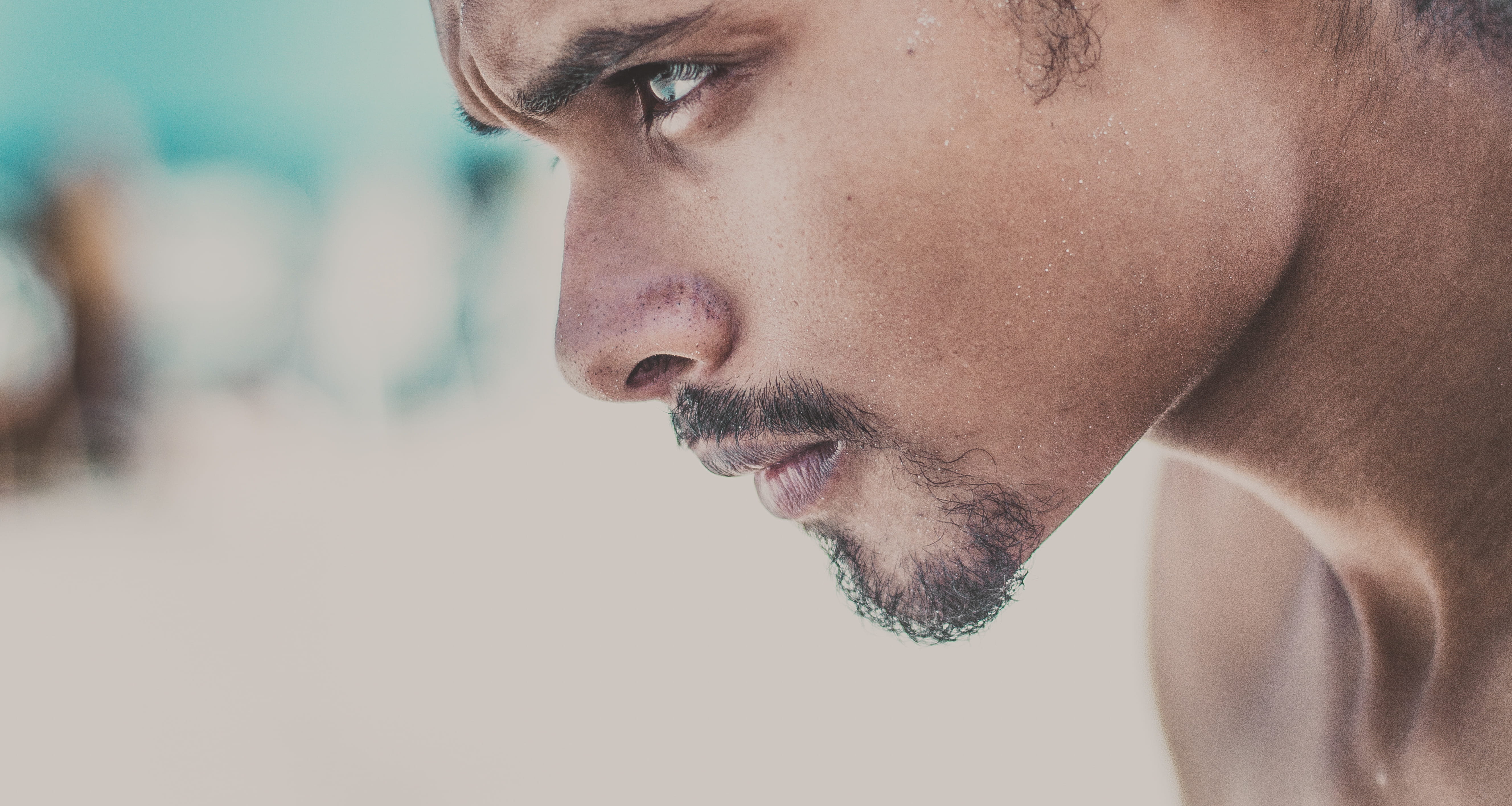 mustache, body part, contemplation, facial hair, human face, face, serious, blur, close-up, men, headshot, young adult, profile view, looking away, man, HD Wallpaper