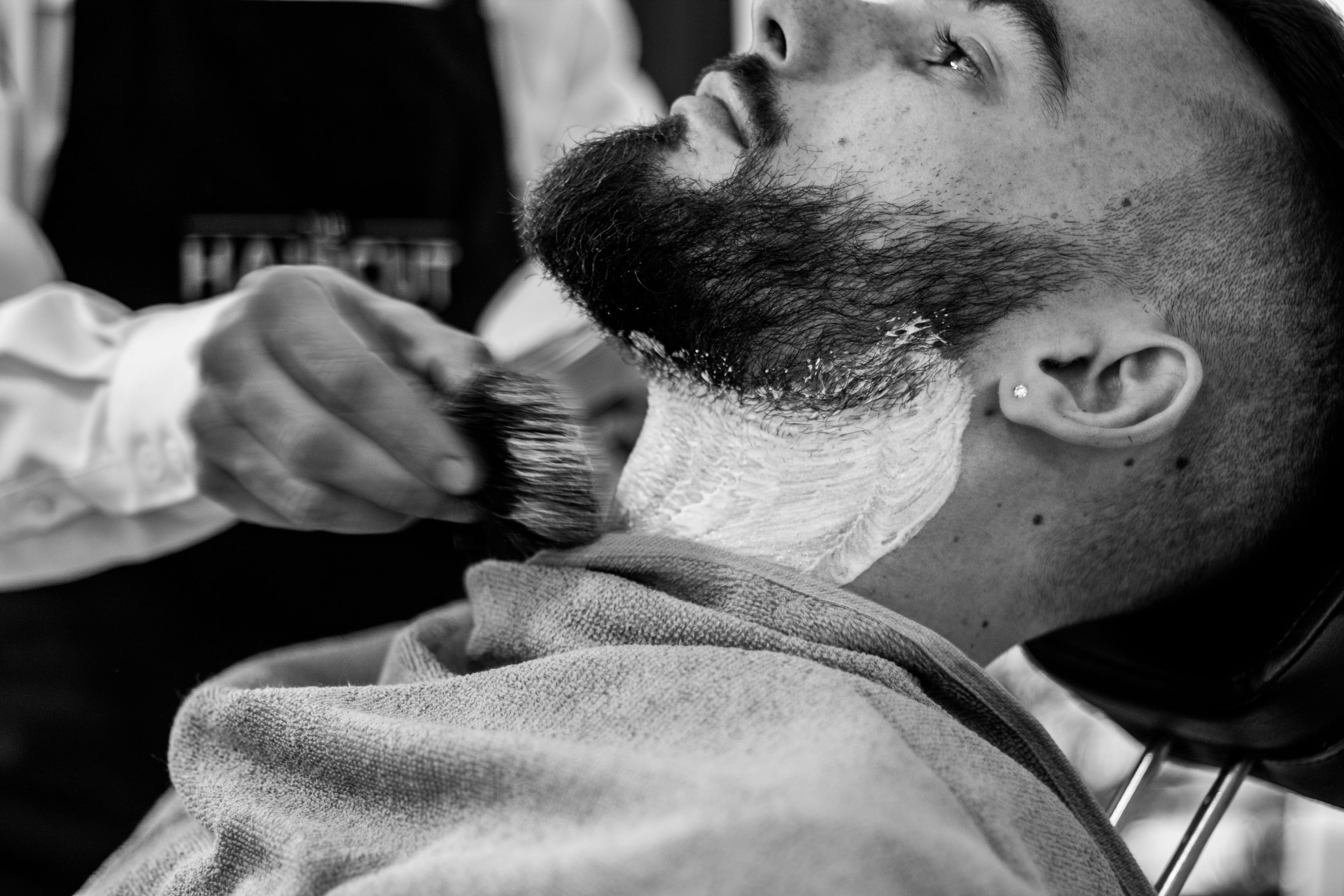 young men, close-up, barber shop, men, focus on foreground, real people, care, adult, headshot, shaving, expertise, customer, human face, man, beard, people, HD Wallpaper