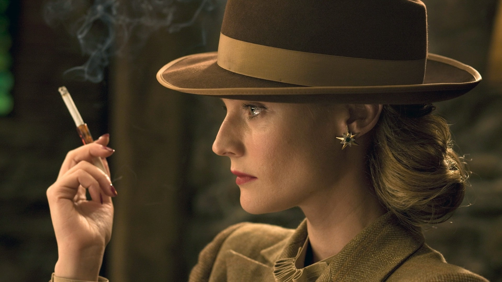 movies, headshot, 1080P, portrait, cigarettes, beautiful woman, one person, hat, face, hairstyle, adult, contemplation, smoke - physical structure, smoking, HD Wallpaper