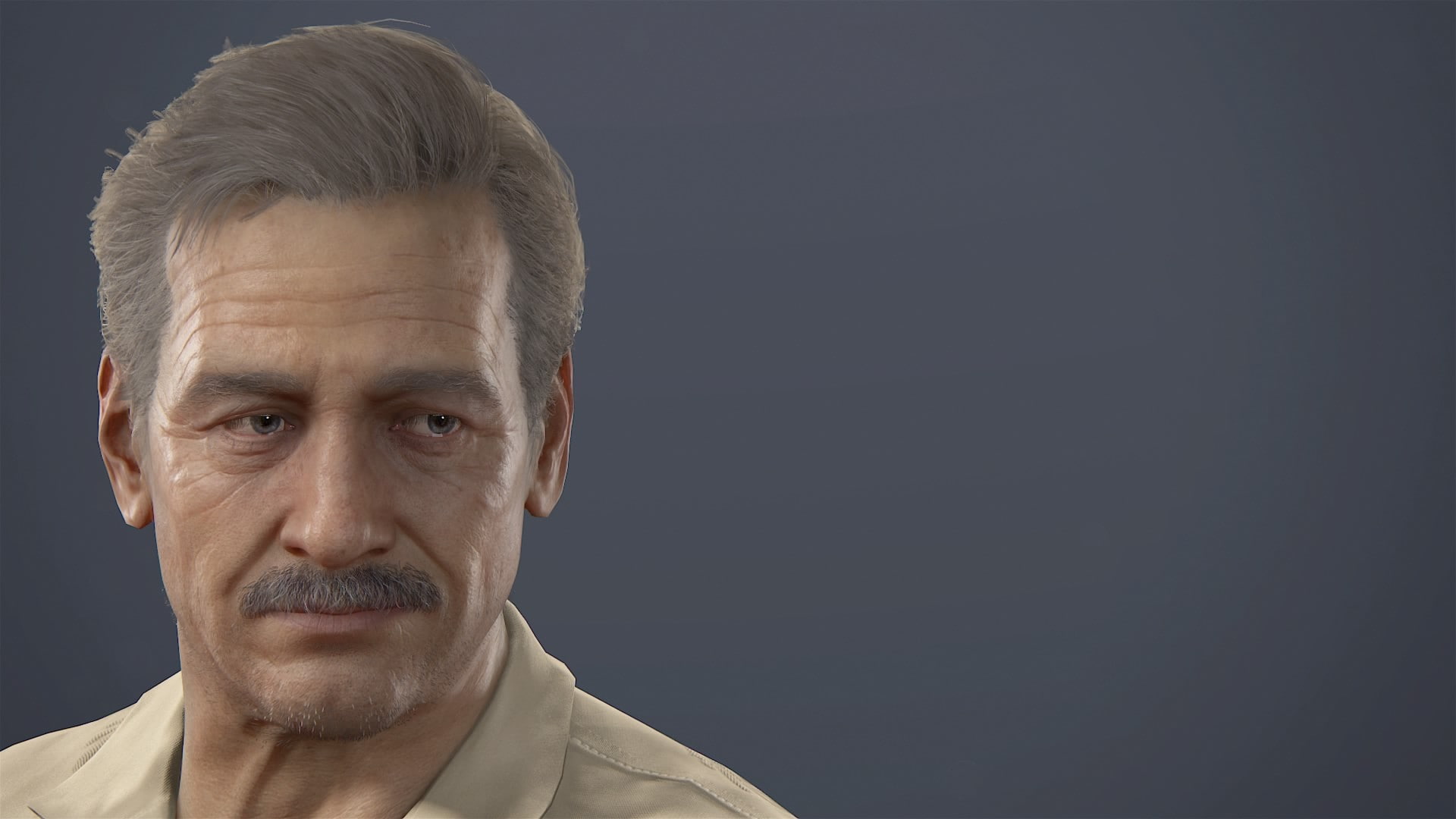black background, PlayStation 4, men, gray hair, portrait, frowning, Uncharted 4: A Thiefs End, body part, close-up, looking at camera, sully, front view, HD Wallpaper