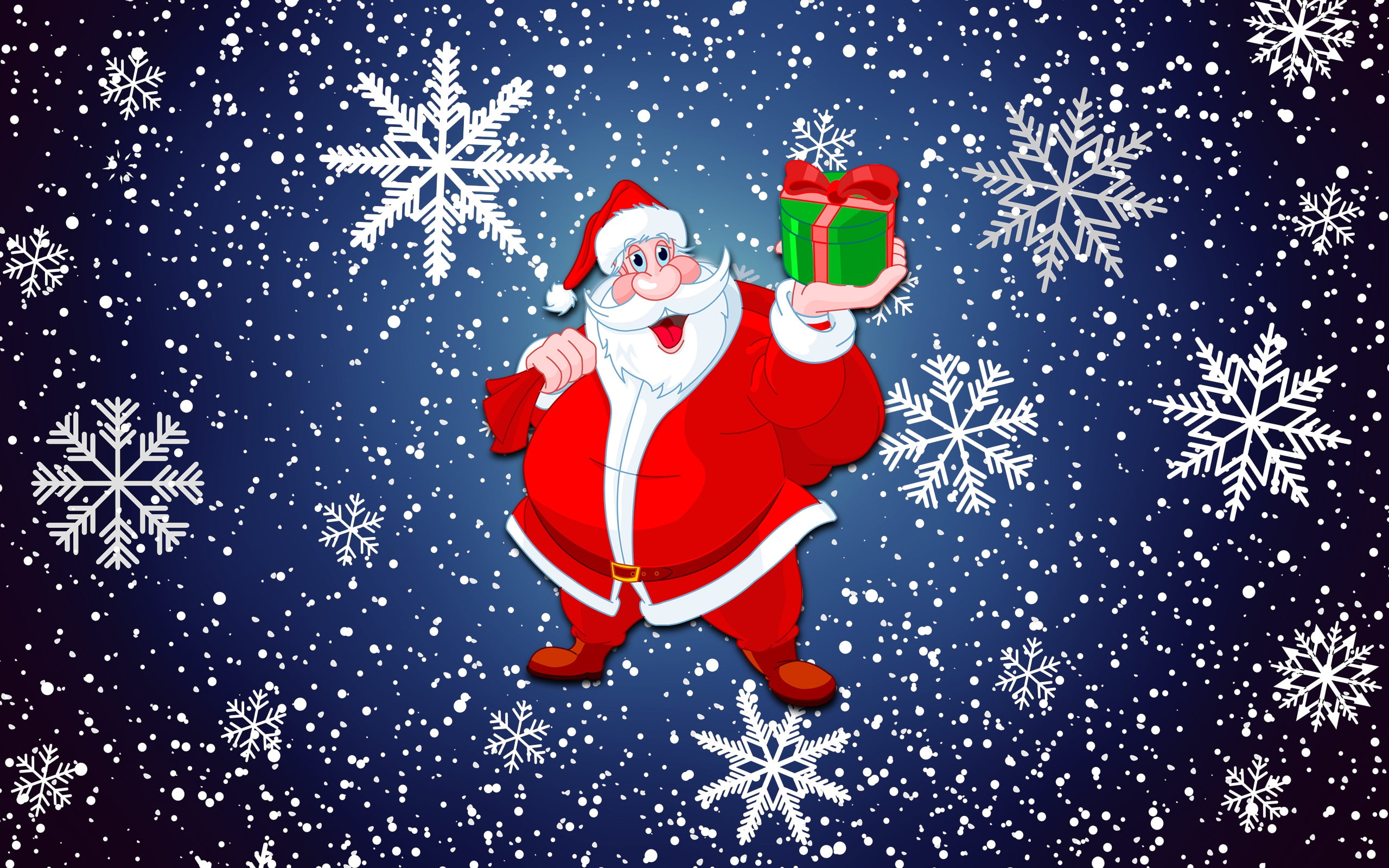 Minimalism, holding, Santa, box, claus, green, Holiday, Background, 2K, Winter, Santa Claus, Snow, New year, Gift, Mood, HD Wallpaper