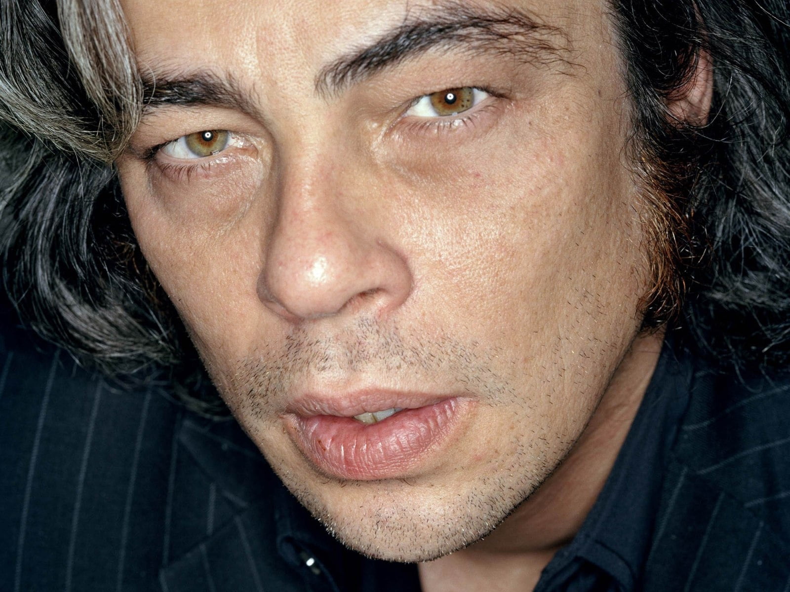 top, caucasian Ethnicity, man, black, 720P, hopelessness, one Woman Only, brown-eyed, body part, facial Expression, sadness, benicio del toro, serious, HD Wallpaper