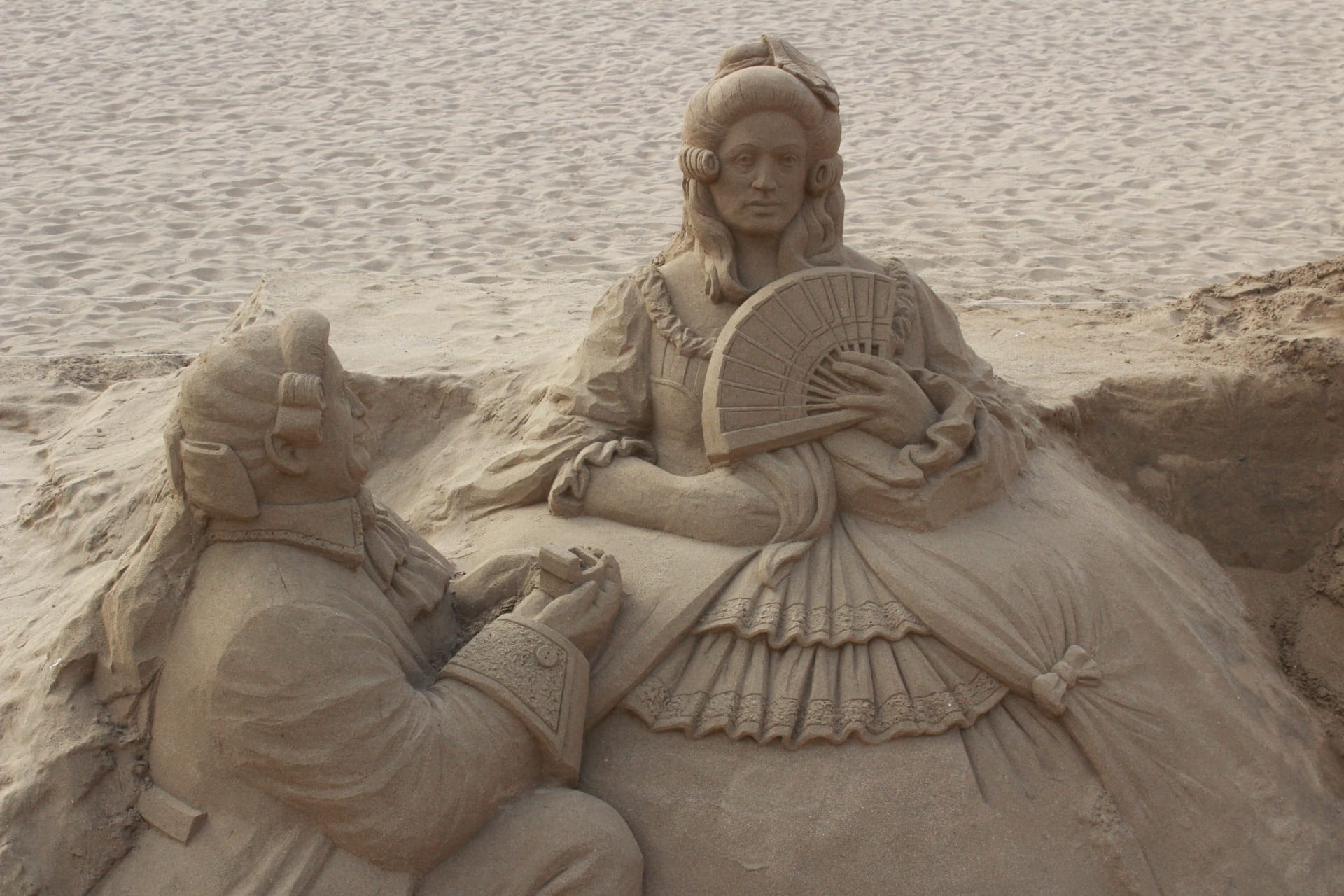 front view, people, only women, Sand, beach, sand, women, land, 1080P, tranquility, water, representation, adults only, Middle Ages, creativity, craft, HD Wallpaper