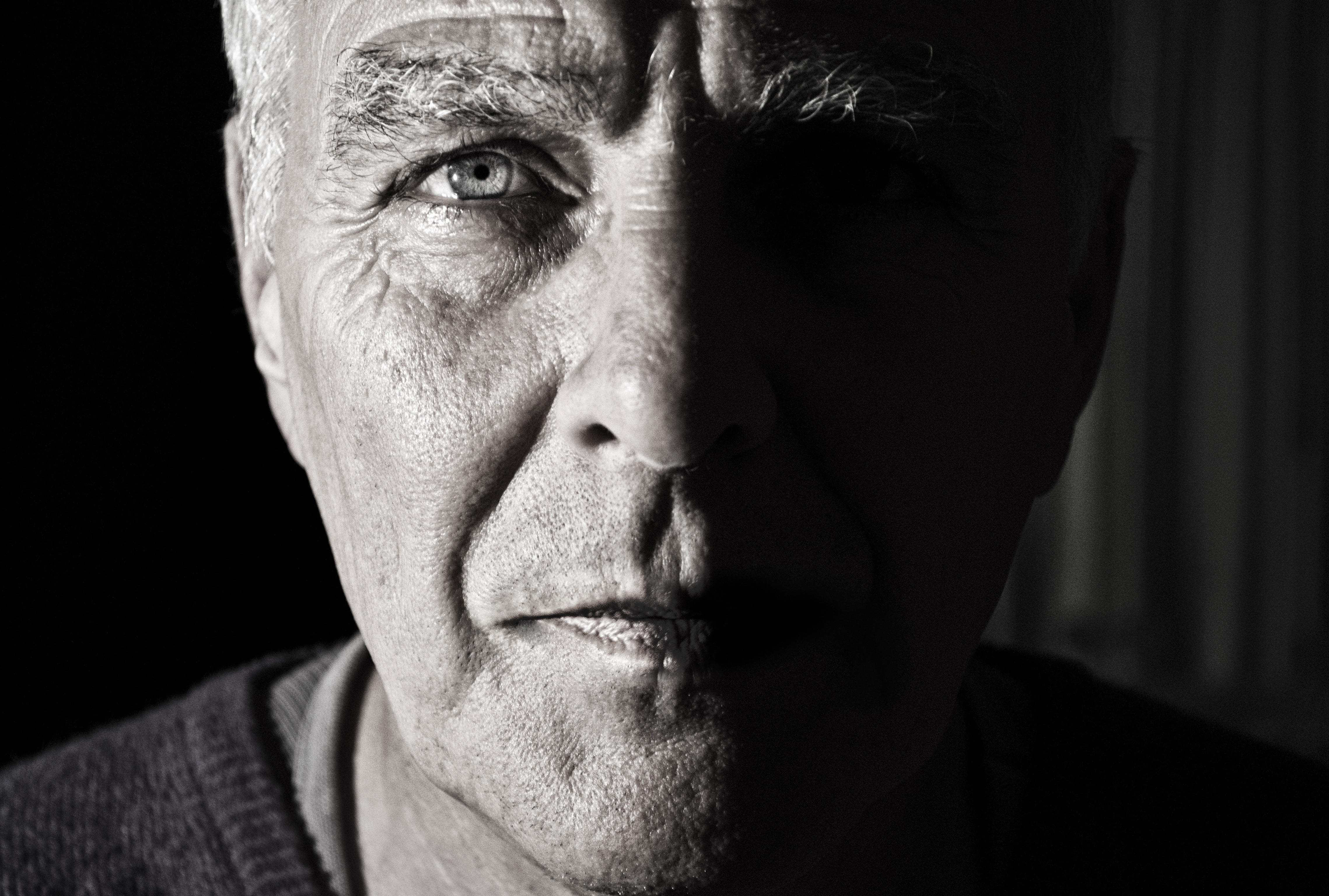 wrinkled, one person, grandpa, old, elderly, human body part, portrait, males, man, white, elder, headshot, men, black background, white hair, looking at camera, HD Wallpaper
