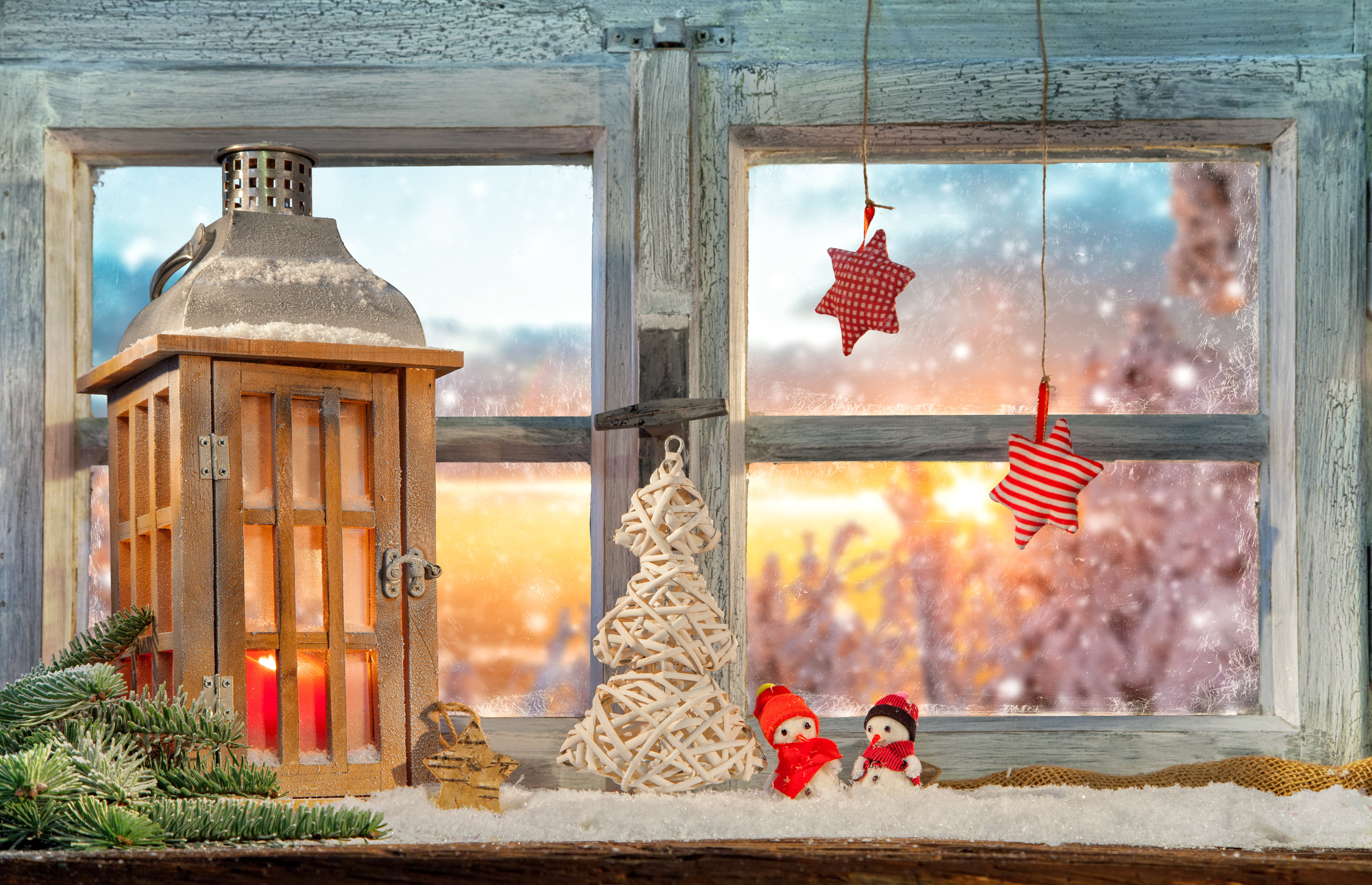 christmas Decoration, day, no People, 5K, religion, stars, lantern, building, christmas Ornament, brown, built structure, wooden, window, glass - material, HD Wallpaper