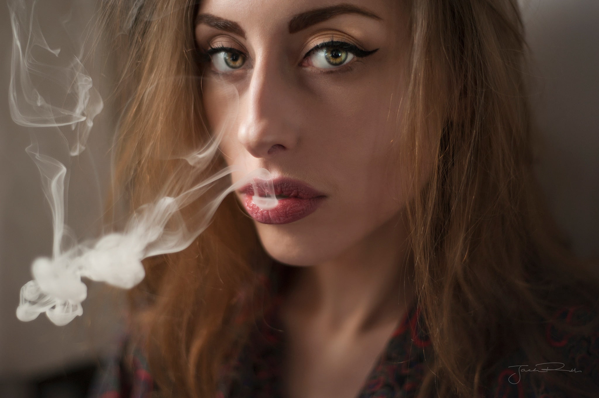 human face, portrait, close-up, depression - sadness, young women, beautiful woman, smoke - physical structure, young adult, long hair, Jack Russell, adult, HD Wallpaper