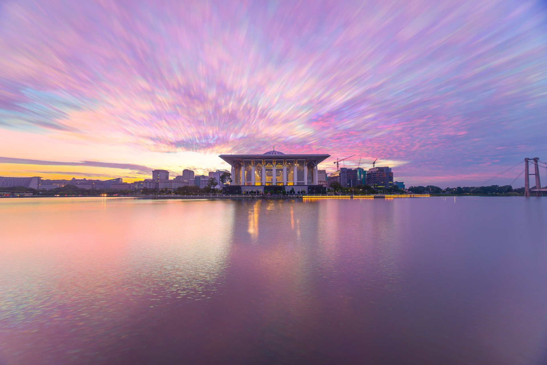 Sunrise, 1080P, Tuanku Mizan Zainal Abidin Mosque, Putrajaya, Malaysia, Mosques, HD Wallpaper