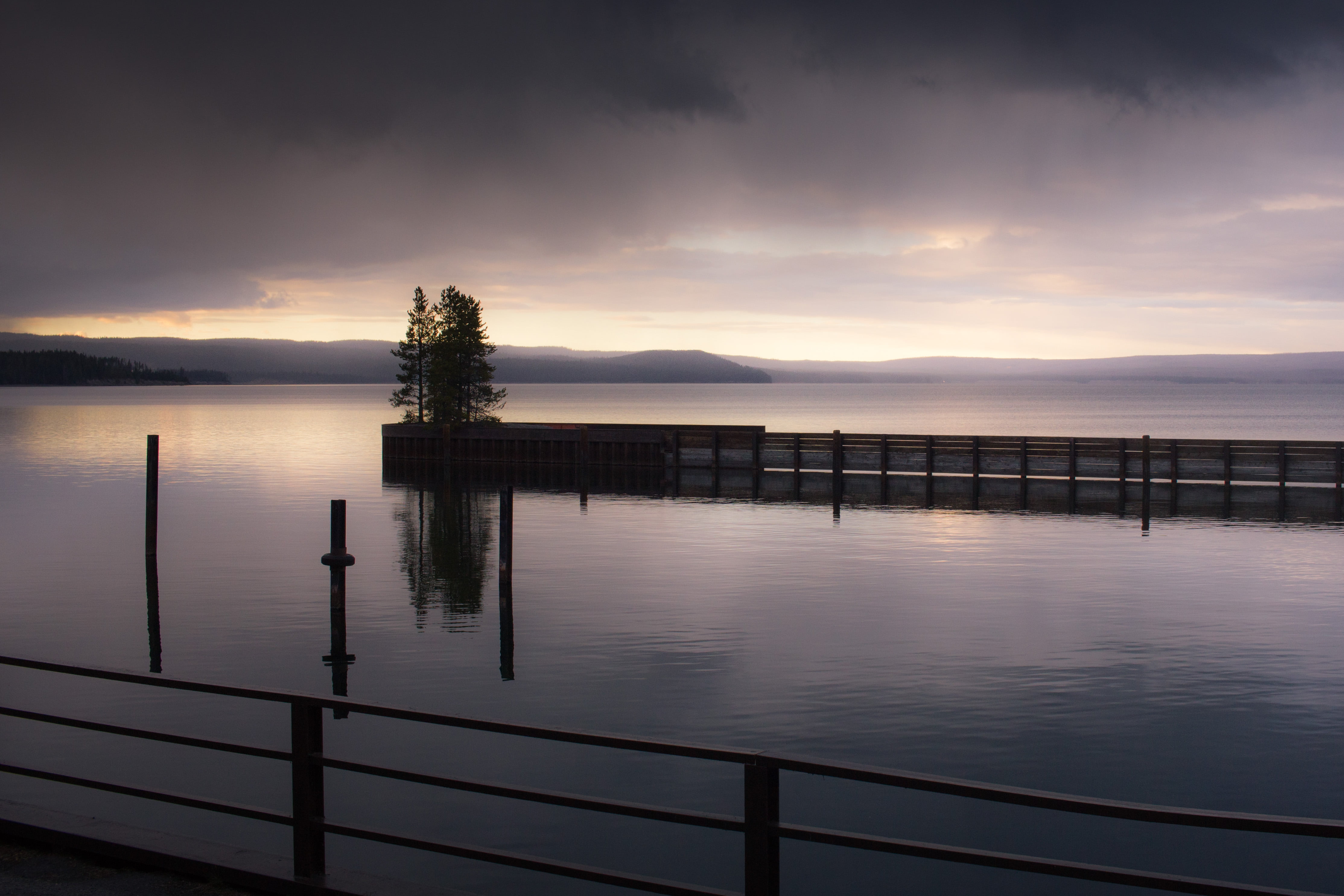 cumulus clouds, jetty, canon, silhouette, wood - Material, lake, scenics, f/2.8, grant village, mountains, beach, sea, boardwalk, pier, tranquil Scene, HD Wallpaper