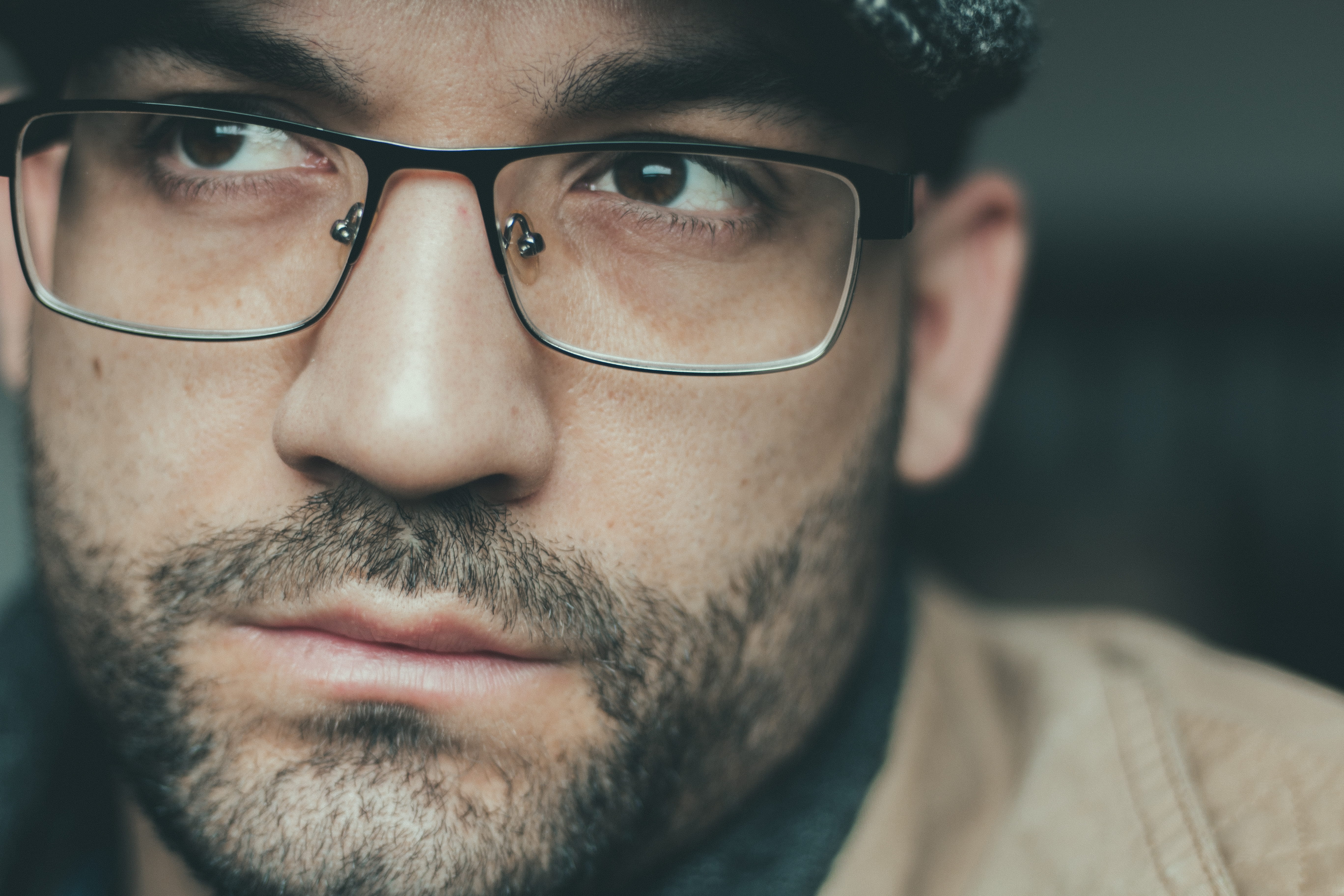 glasses, eyeglasses, serious, real people, headshot, man, only Men, focus, human Face, young Adult, one Person, self, body part, 5K, photo, portrait, looking at camera, HD Wallpaper