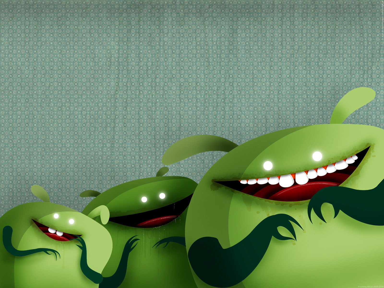 laughter, aliens, green, digital, three, alien, Green men, 720P, character, HD Wallpaper