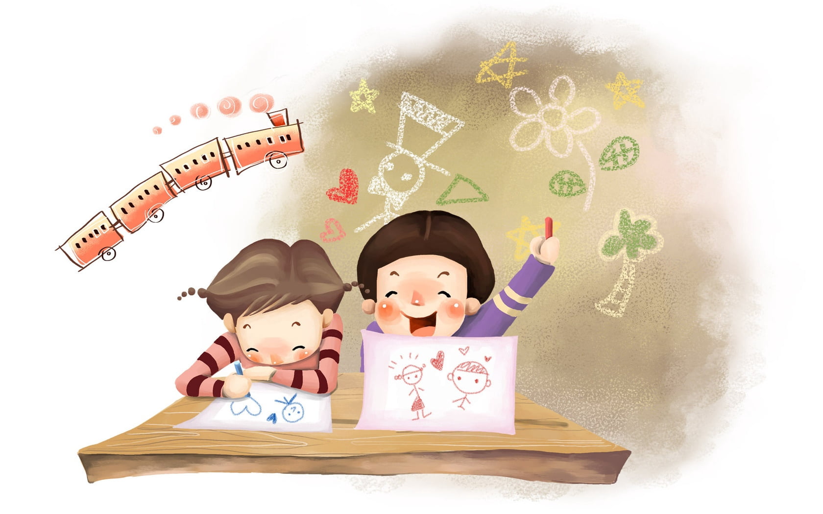 learning, offspring, backgrounds, western script, front view, 720P, cheerful, human arm, smiling, small, laughter, boys, child, art, student, childhood, HD Wallpaper