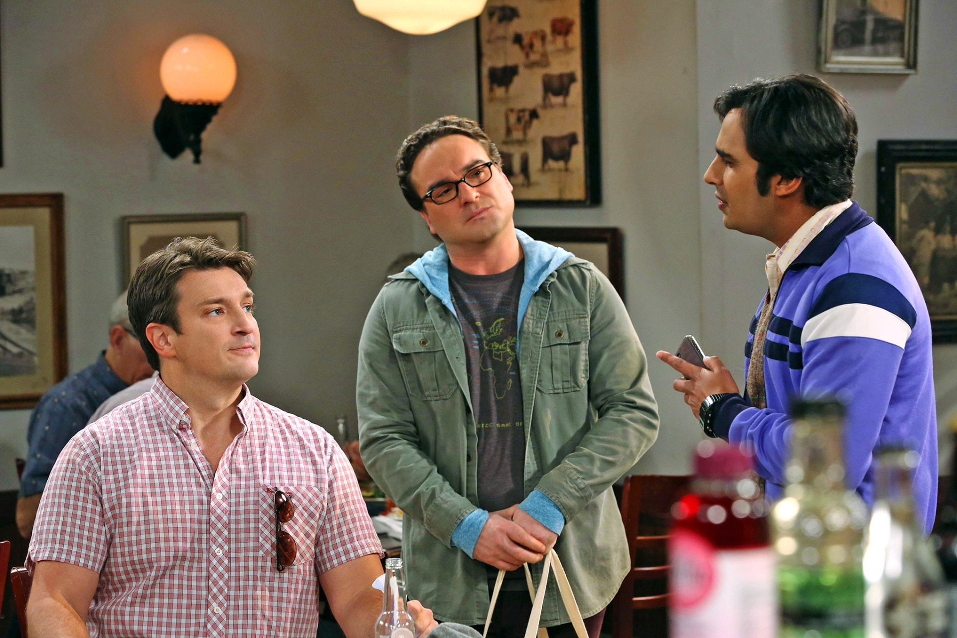 Leonard Hofstadter, Nathan Fillion, 1080P, Johnny Galecki, TV Show, The Big Bang Theory, Raj Koothrappali, Kunal Nayyar, HD Wallpaper