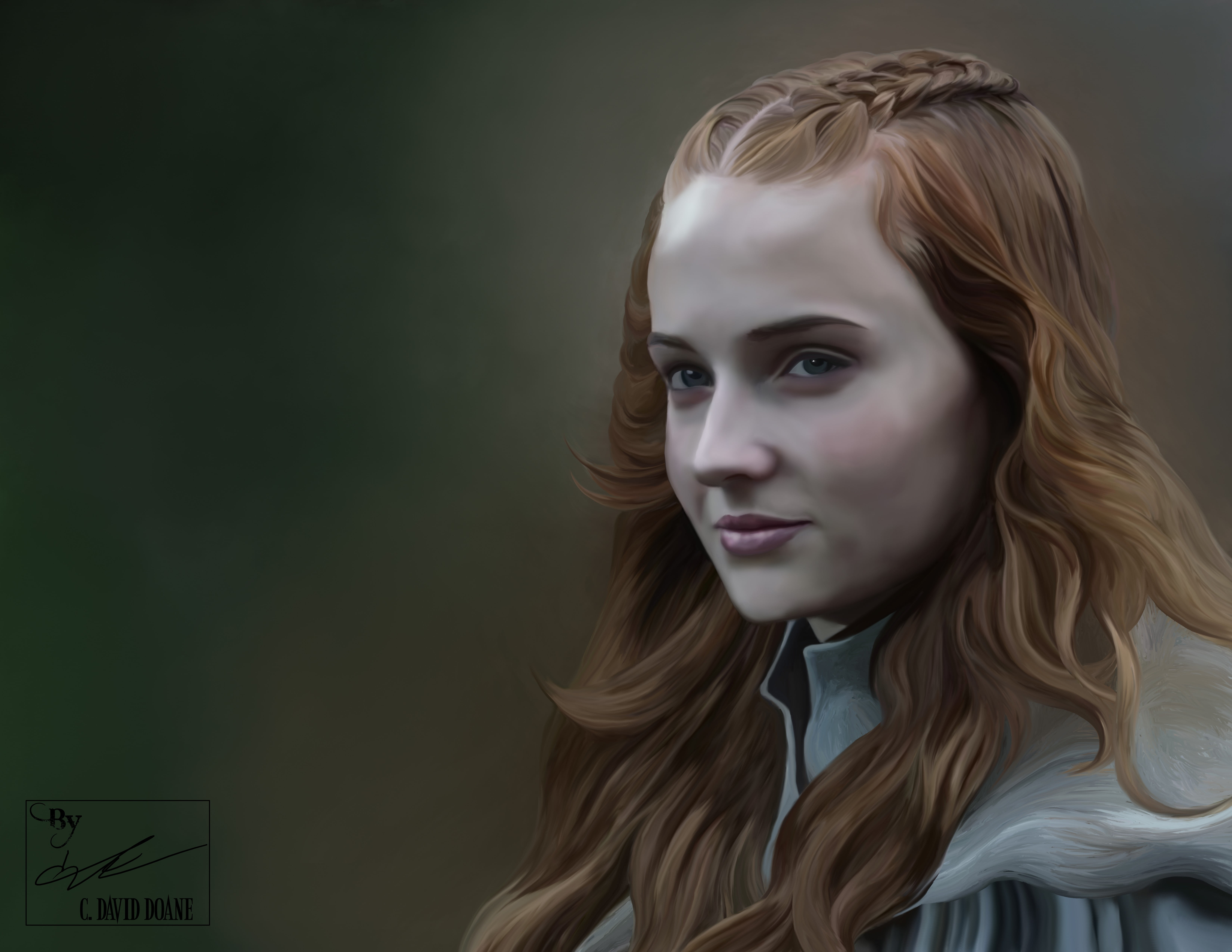 drawing, front view, young women, women, real people, blond hair, 5K, Sansa Stark, young adult, adult, headshot, one person, looking at camera, portrait, HD Wallpaper