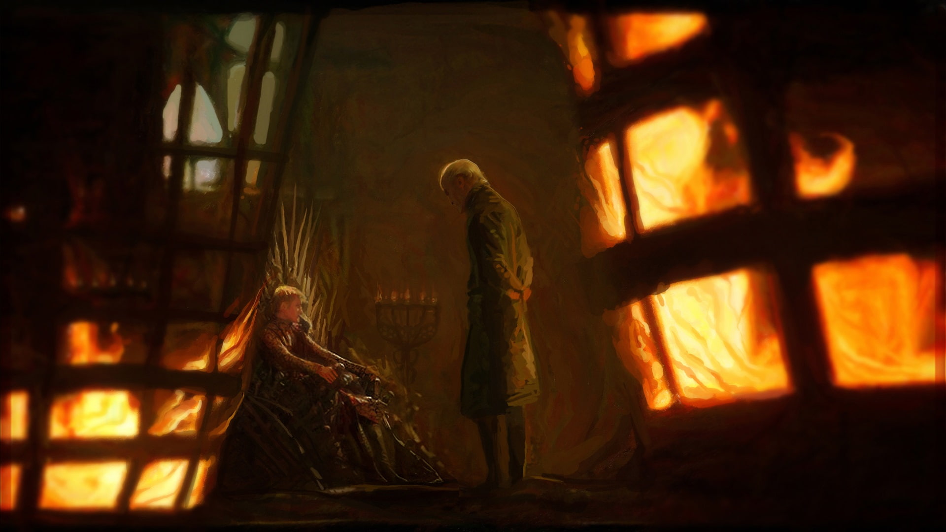 artwork, Iron Throne, Tywin Lannister, Game Of Thrones, Fan Art, fire, fantasy Art, Joffrey Baratheon, 1080P, HD Wallpaper