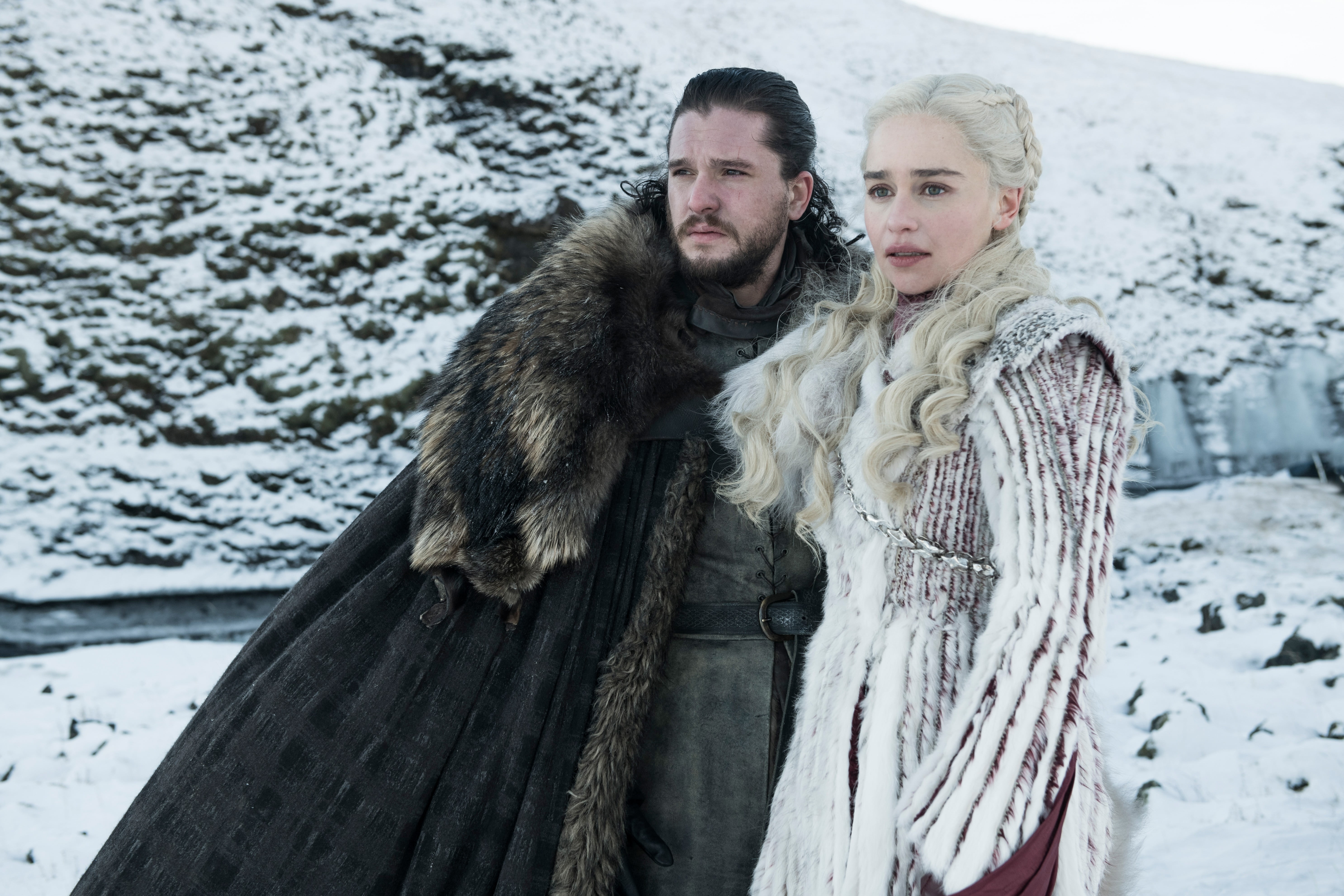 Emilia Clarke, Game Of Thrones, Kit Harington, Jon Snow, 5K, TV Show, Daenerys Targaryen, HD Wallpaper