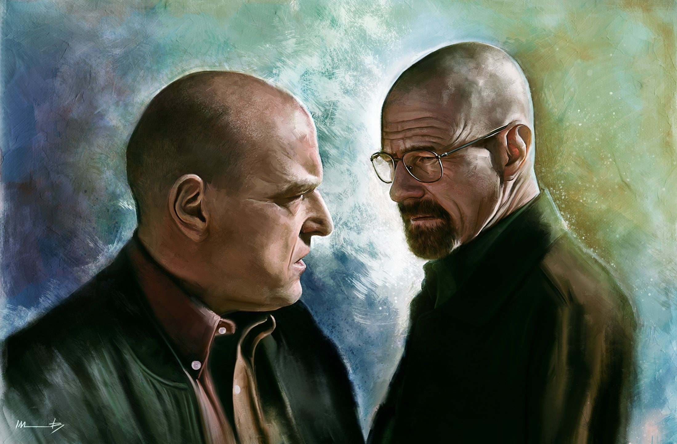 Breaking Bad, 1080P, fan art, Hank Schrader, artwork, Heisenberg, Walter White, HD Wallpaper