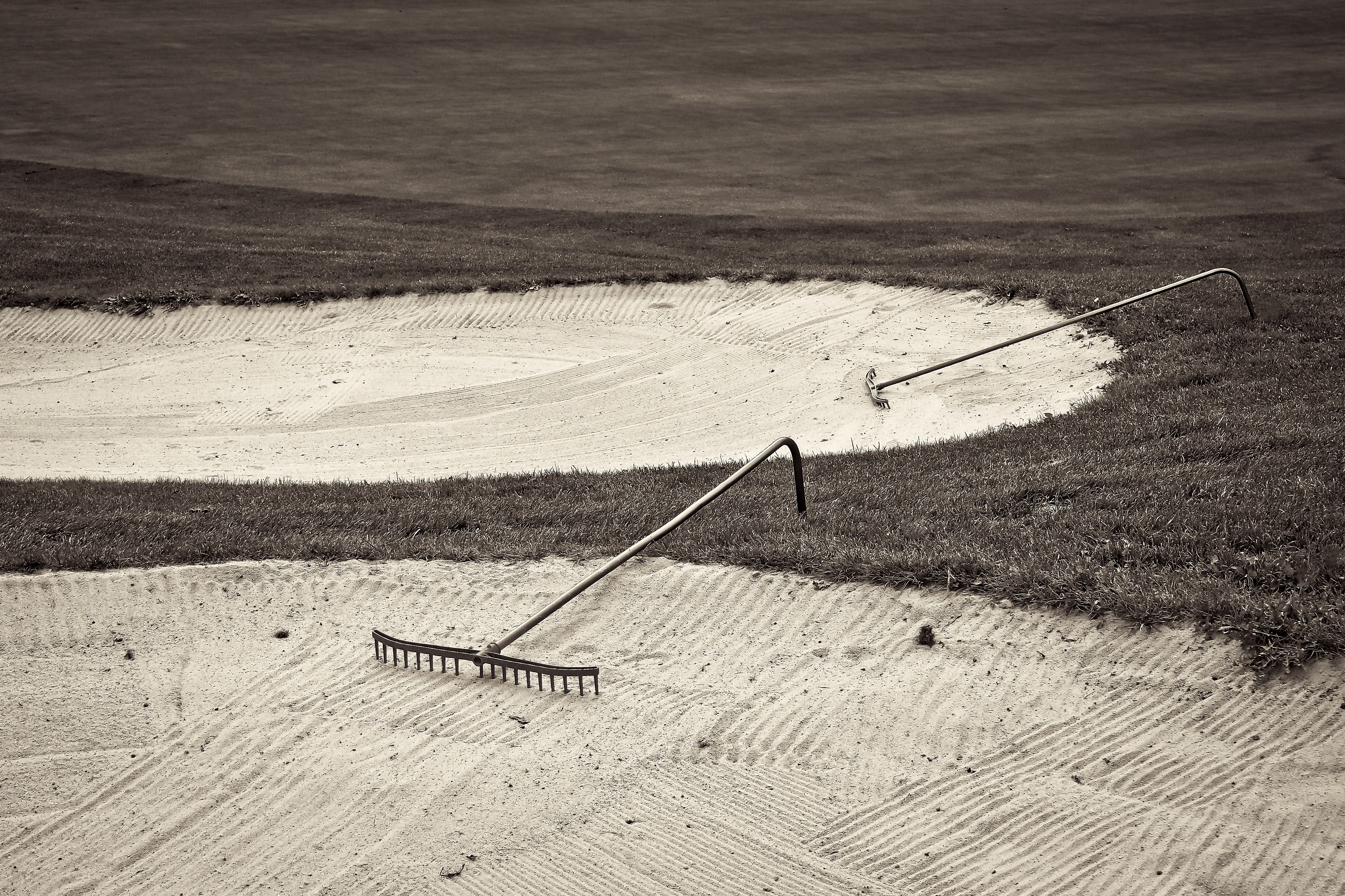 golf course, computing, sand, white, 4K, tool, sand hole, no people, shadow, sport, sandy, outdoors, landscape, absence, environment, beach, device, non-urban scene, HD Wallpaper