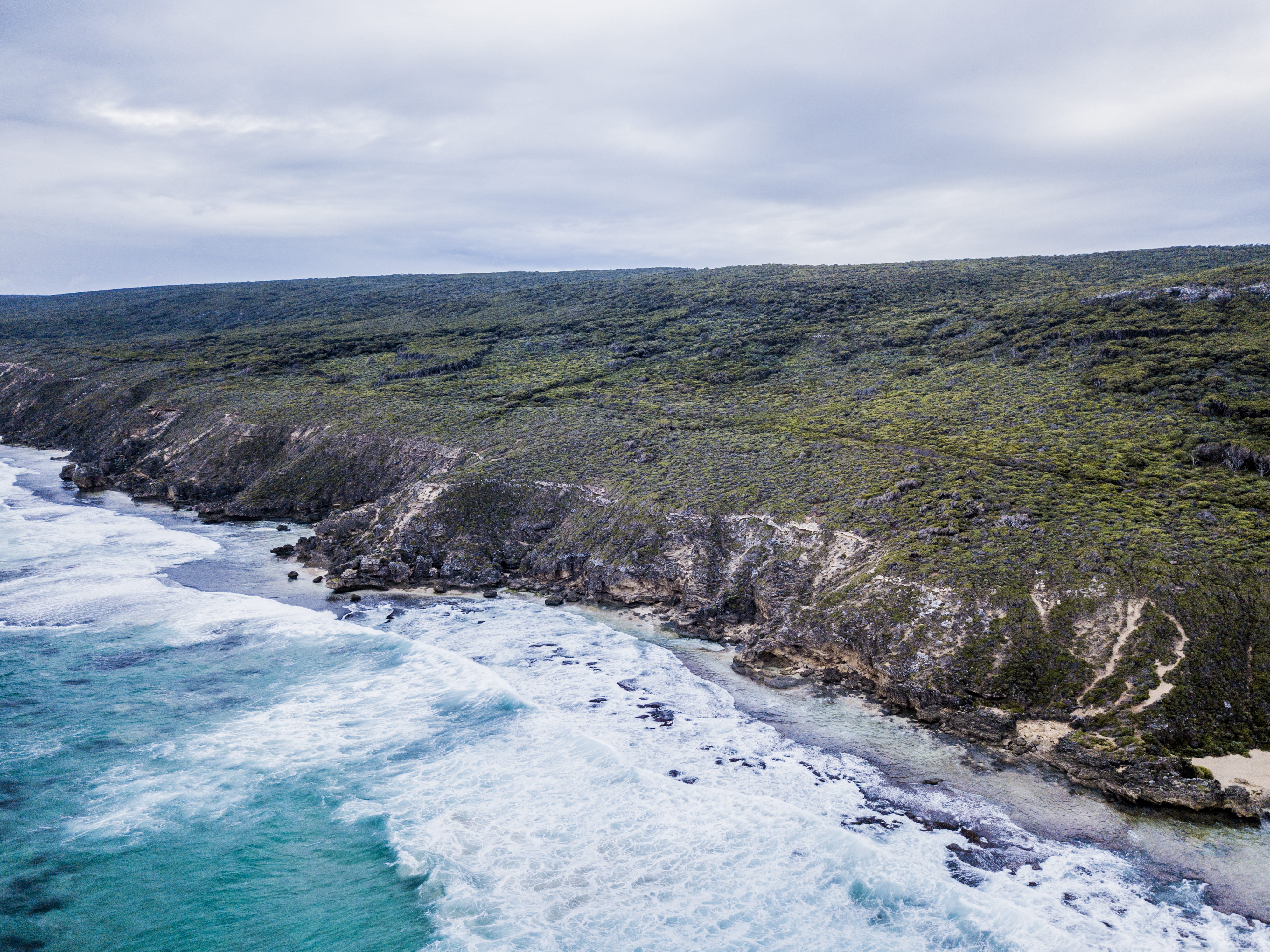 rock - object, sea, perth, cloud - sky, aerial, cape to cape walk track, beauty in nature, no people, nature, land, canal rock, tranquility, margaret river, HD Wallpaper
