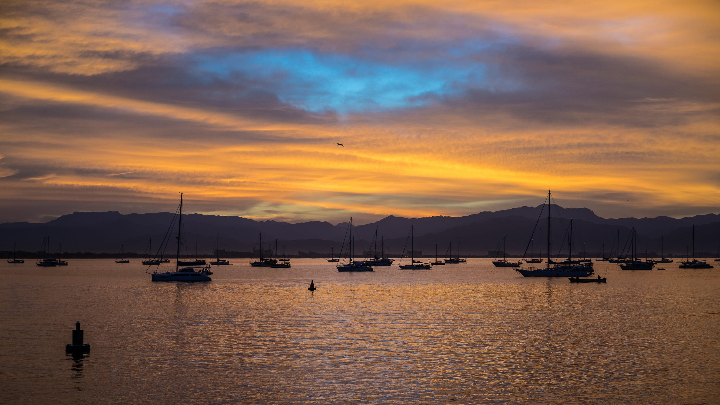 sunset sky, sailboat, tranquil scene, sea, no people, yacht, horizon, outdoors, twilight, 1080P, harbor, tranquility, australia, scenics - nature, water, HD Wallpaper