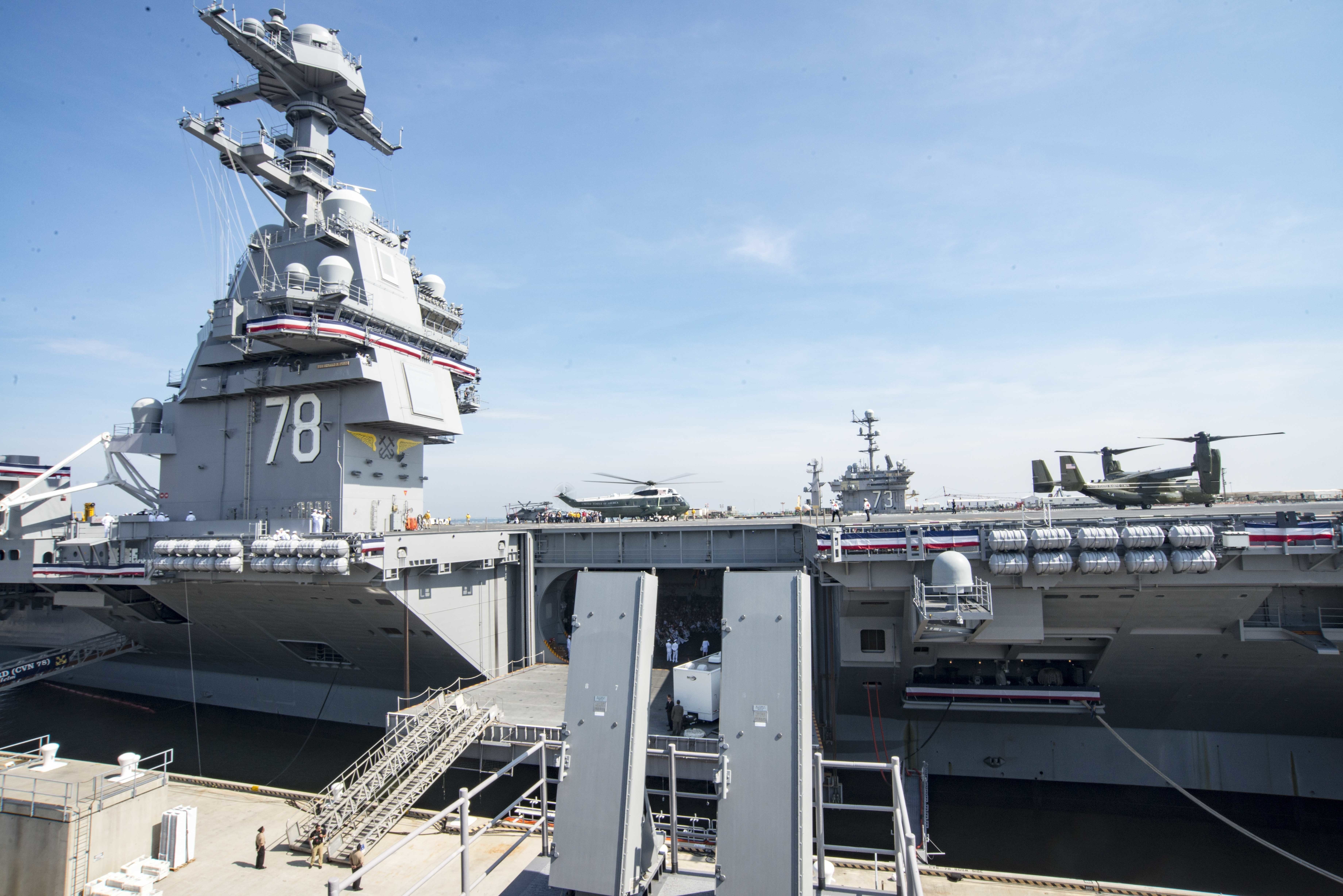 nature, transportation, outdoors, united states navy, water, commissioning ceremony, travel, architecture, cvn 78, building exterior, cruise ship, mode of transportation, HD Wallpaper
