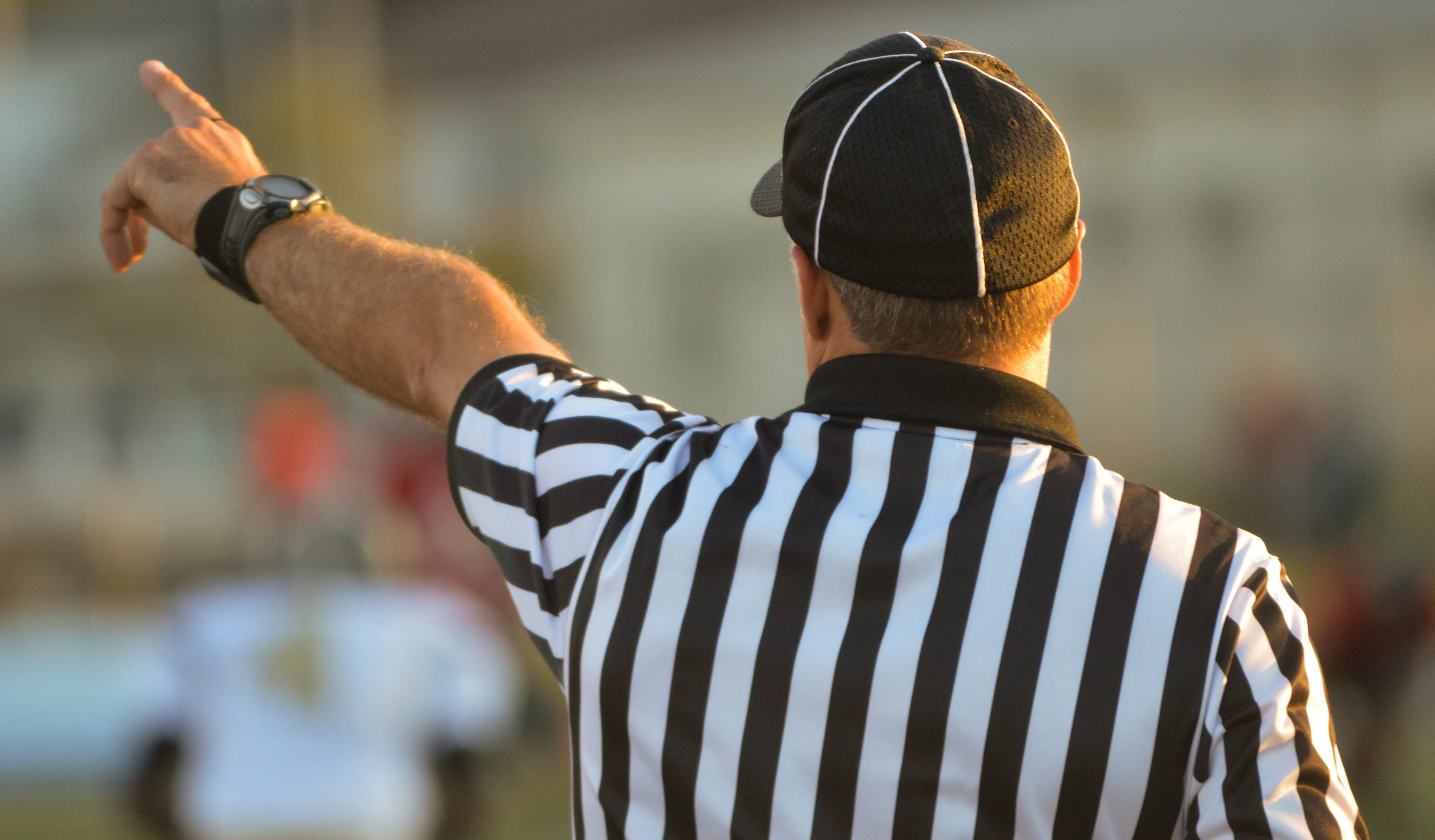arms raised, man, limb, rear view, day, male, referee, fairness, striped, real people, entertainment, 5K, human limb, sport, shirt, human arm, impartial, HD Wallpaper