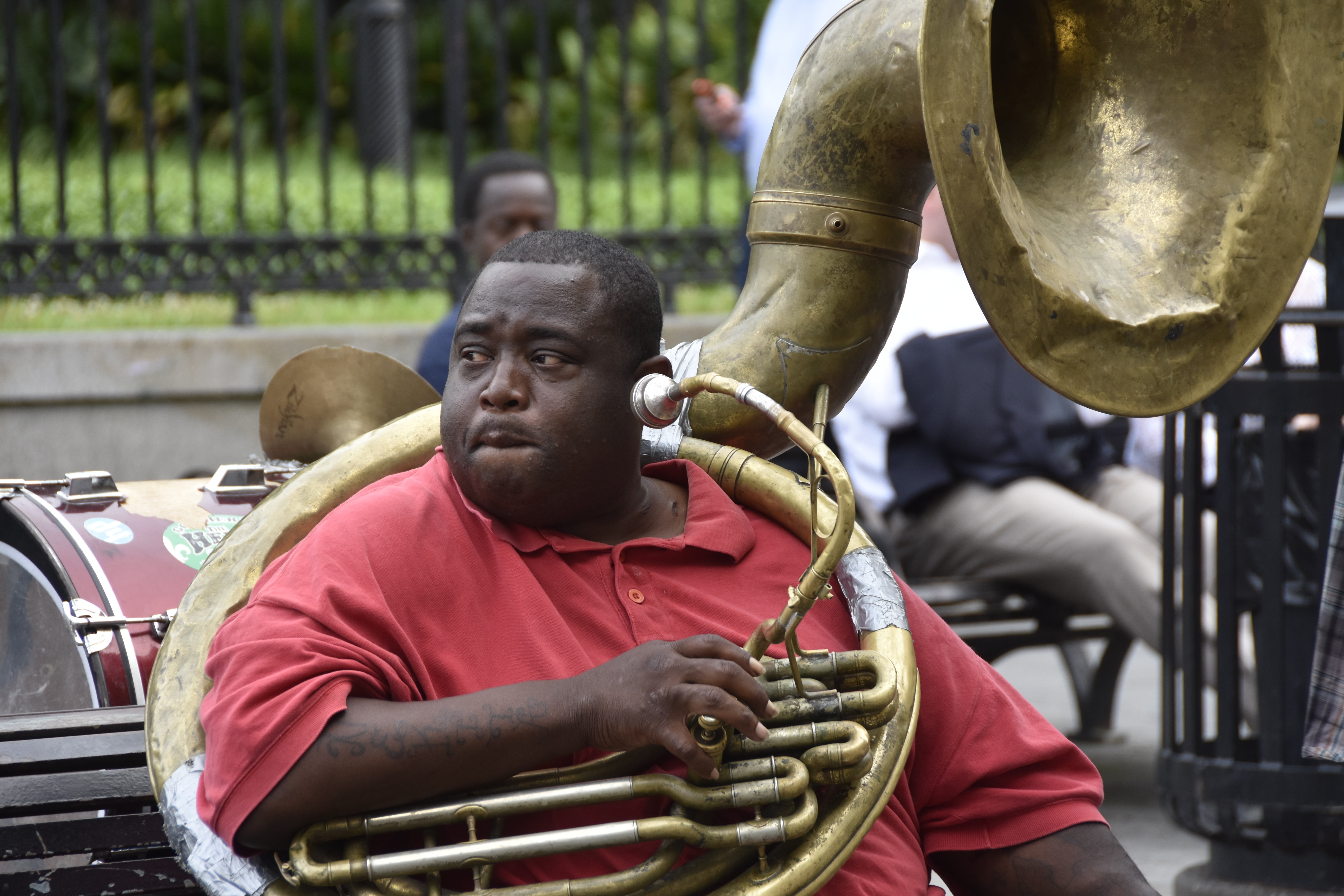 arts culture and entertainment, music, focus on foreground, player, new orleans, real people, headshot, men, jazz, portrait, road, artist, musician, musical instrument, HD Wallpaper