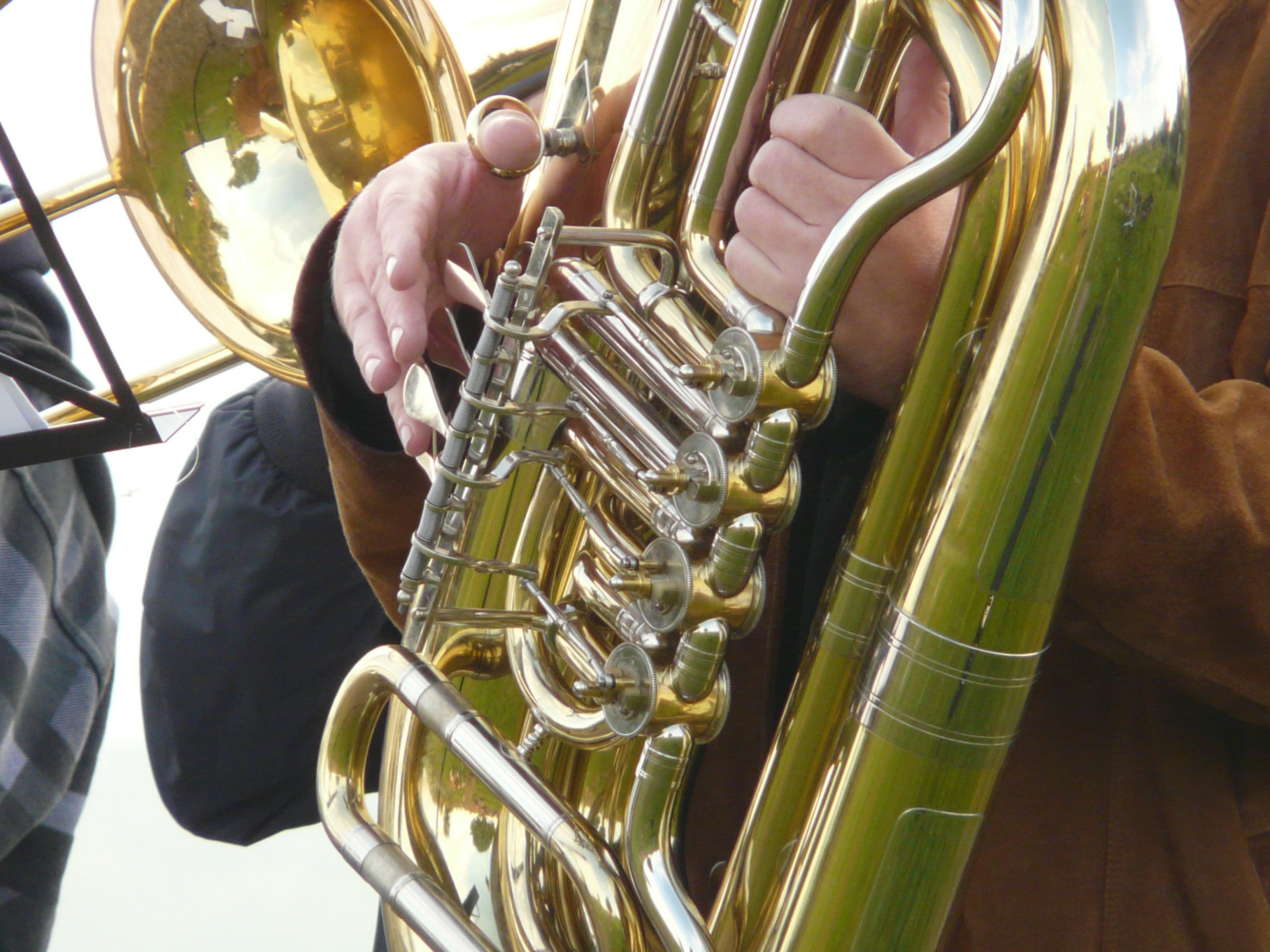 Tuba, saxophone, jazz Music, skill, arts And Entertainment, brass Section, wind Instrument, arts culture and entertainment, Brass, entertainment, Shine, HD Wallpaper