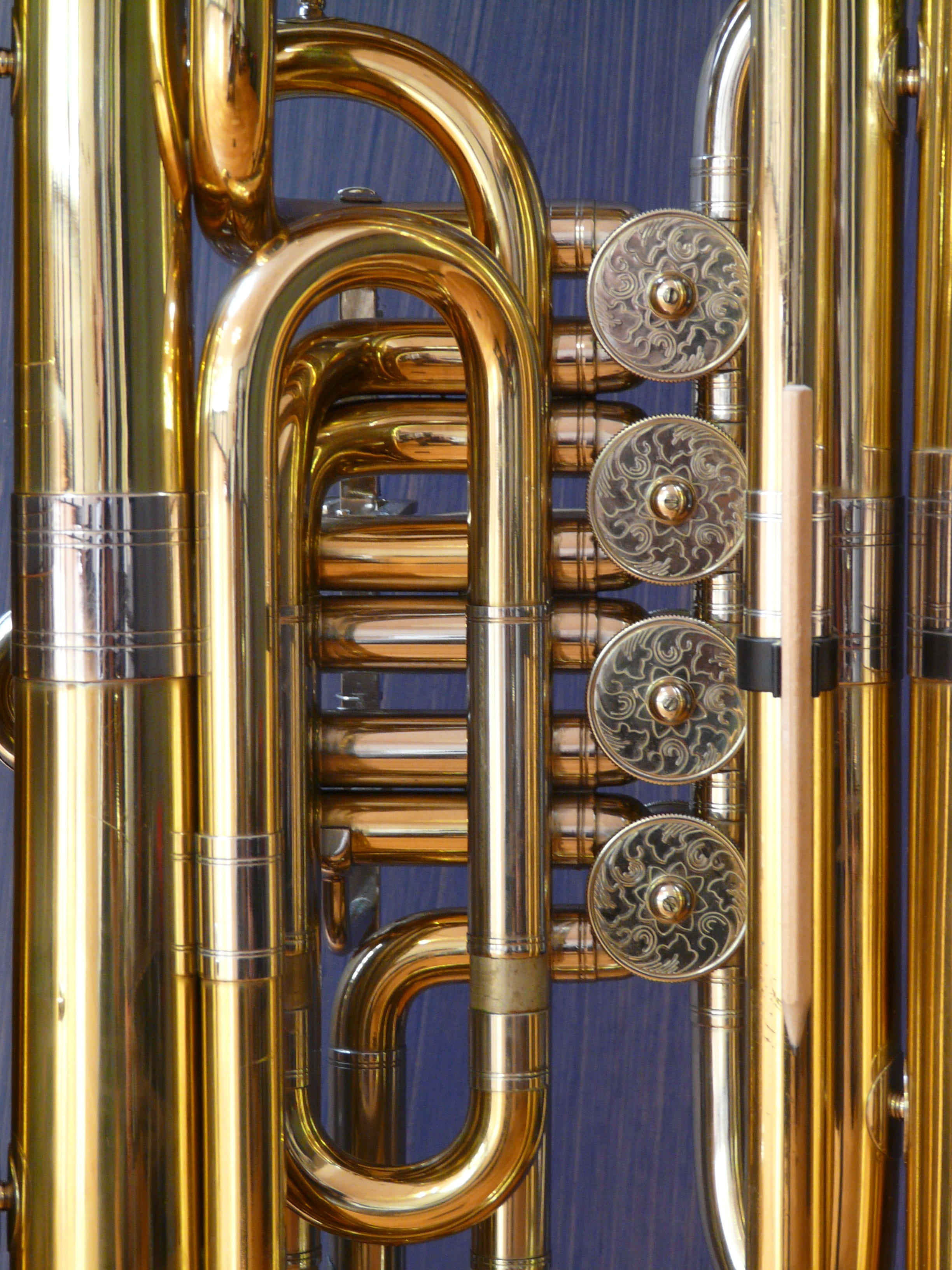tuba, gold colored, wind instrument, play, rotary valves, chrome, stimmzug, valves, colored background, arts culture and entertainment, gold, brass, classical music, Phone HD Wallpaper