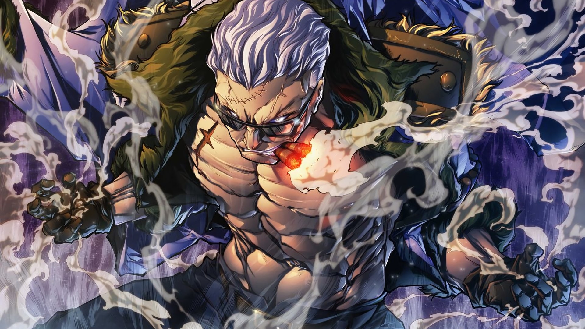 Smoker (One Piece), indoors, Man, day, Anime, Smoke, art and craft, close-up, 1080P, still life, full frame, abundance, representation, high angle view, HD Wallpaper