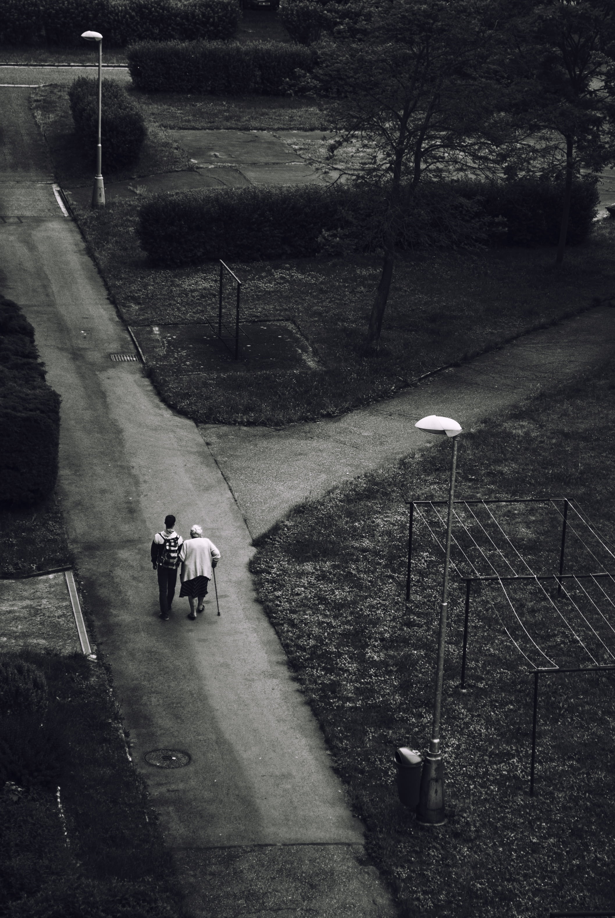 walking, adult, real people, people, street, lifestyles, footpath, grandma, grandson, outdoors, generation, walk, tree, two, road, group of people, age, Phone HD Wallpaper