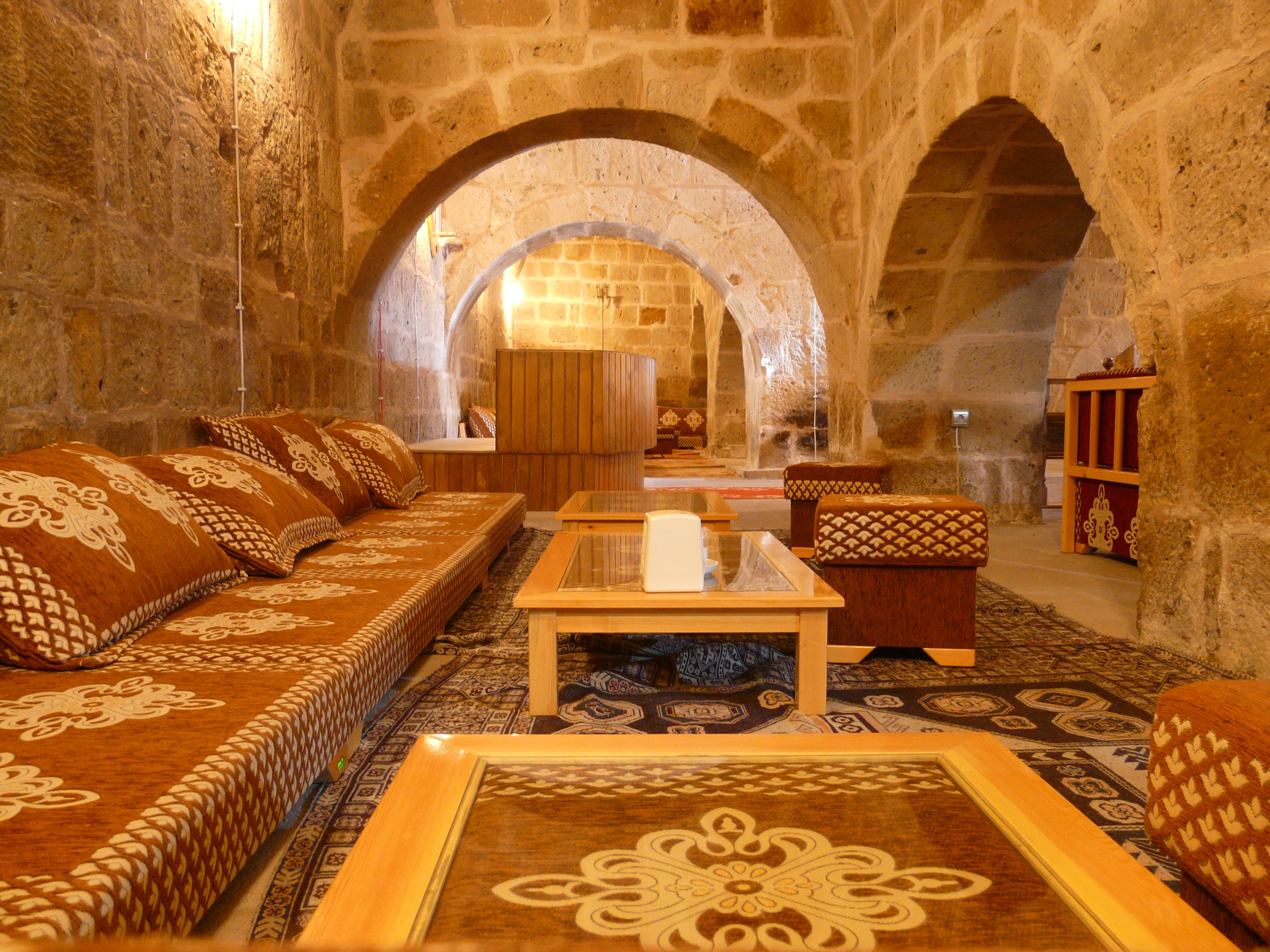 electric lamp, couch, luxury, turkey, elegance, interior, built structure, building, cappadocia, brown, living room, seating area, history, ornate, seat, HD Wallpaper