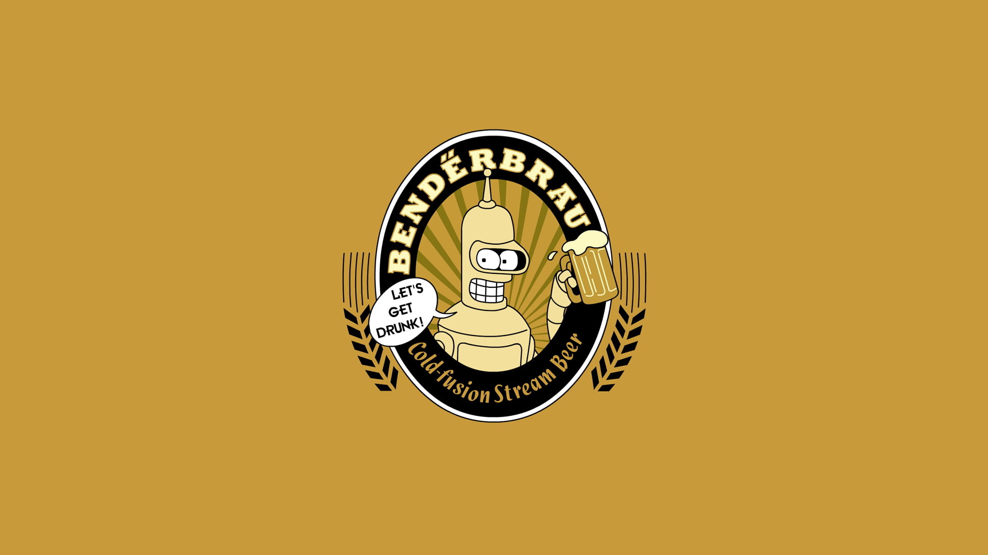 bender, futurama, yellow, 1080P, cartoon/comic, hd, HD Wallpaper