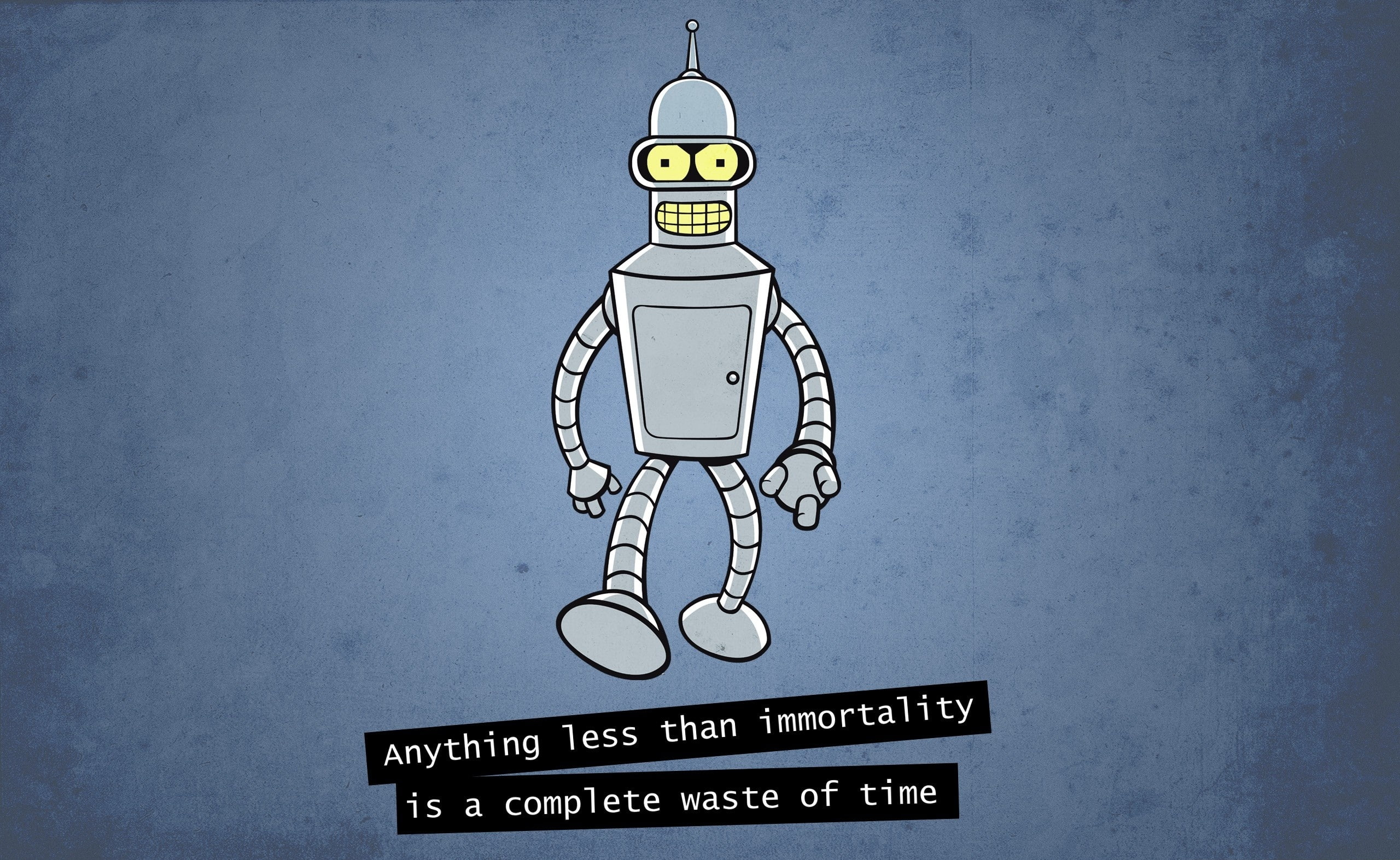 hanging, nature, robot, wall - building feature, built structure, no people, day, 2K, text, creativity, illustration, Bender, blue, outdoors, western script, HD Wallpaper