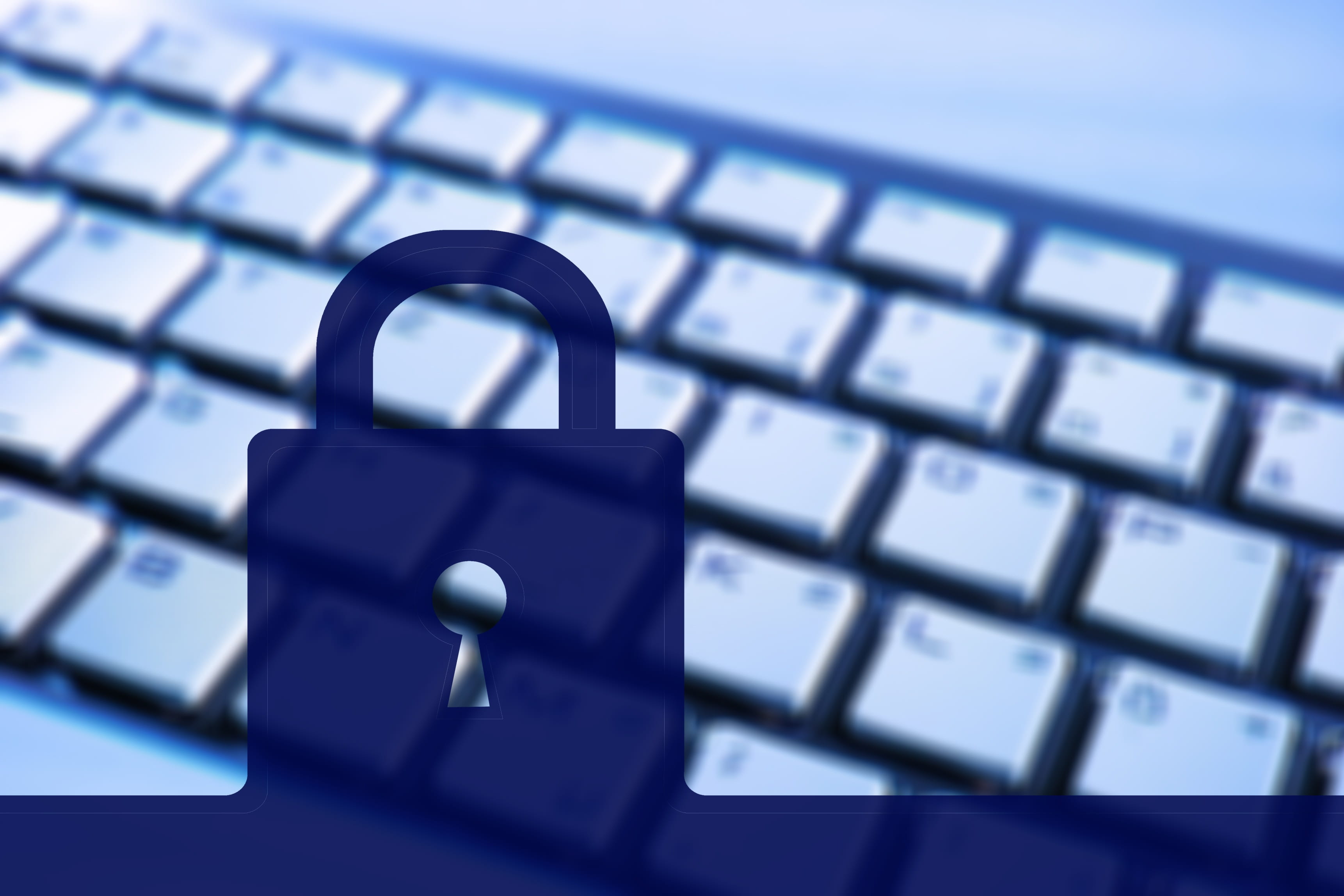 no people, computer equipment, blue, shut off, network, padlock, computer crime, keyboard, computer network, computer science, computer keyboard, sure, HD Wallpaper