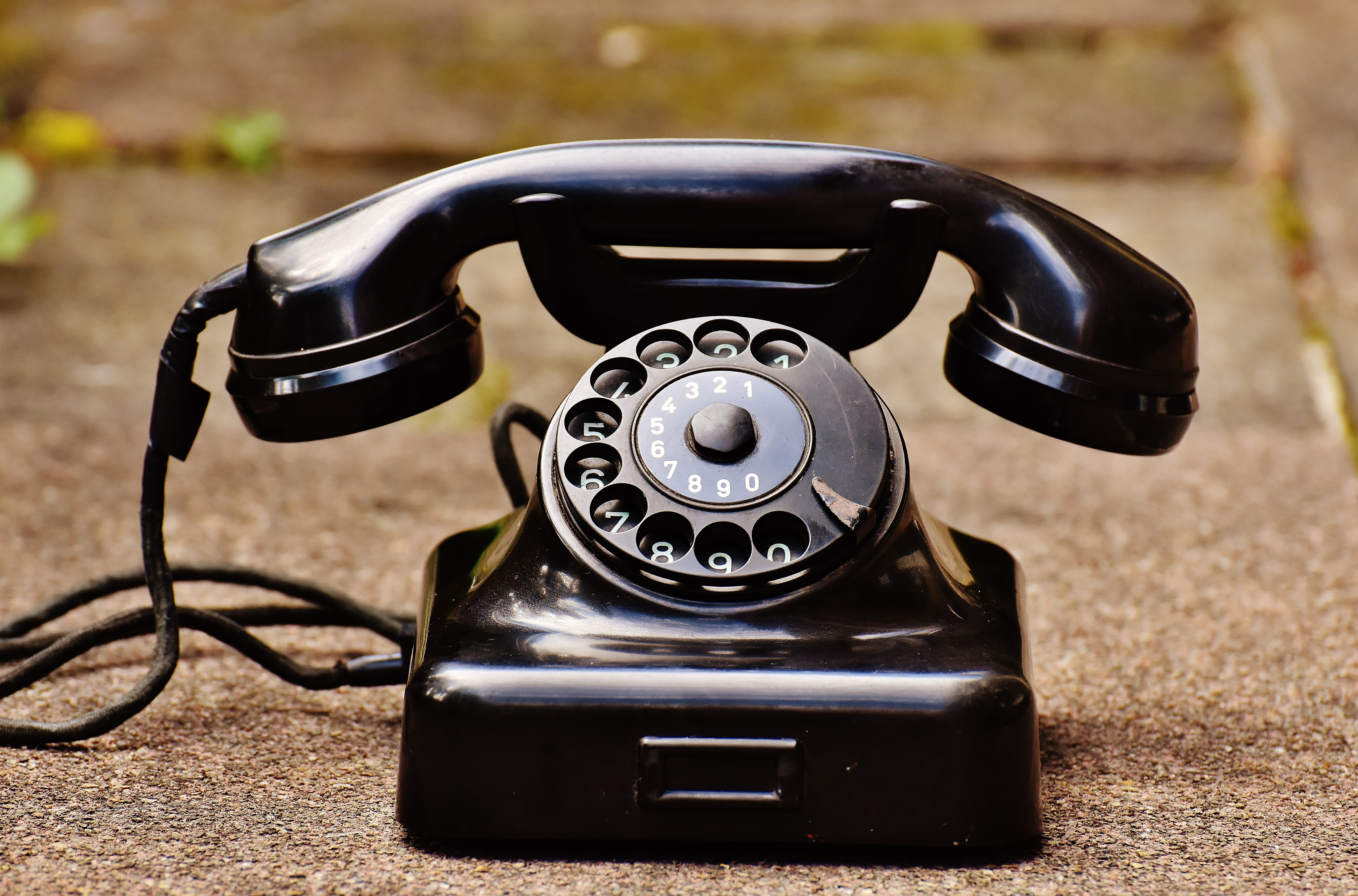 communication, rotary, using Phone, rotary phone, connection, phone, bakelite, telecommunications Equipment, black, gray, close-up, old-fashioned, retro Styled, HD Wallpaper