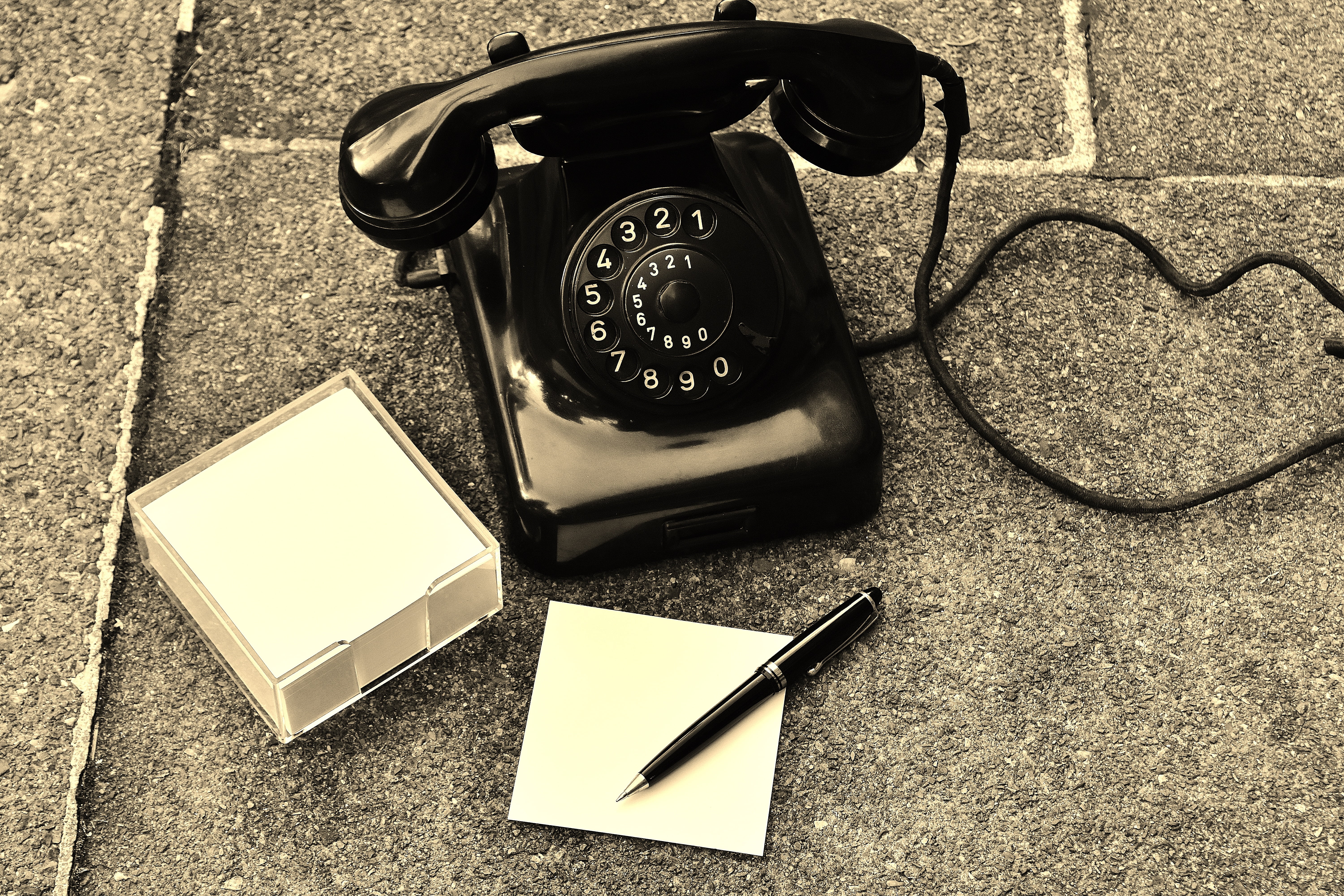 technology, telephone receiver, phone, stickies, connection, antique, number, landline phone, retro styled, high angle view, listeners, list, 5K, rotary phone, HD Wallpaper