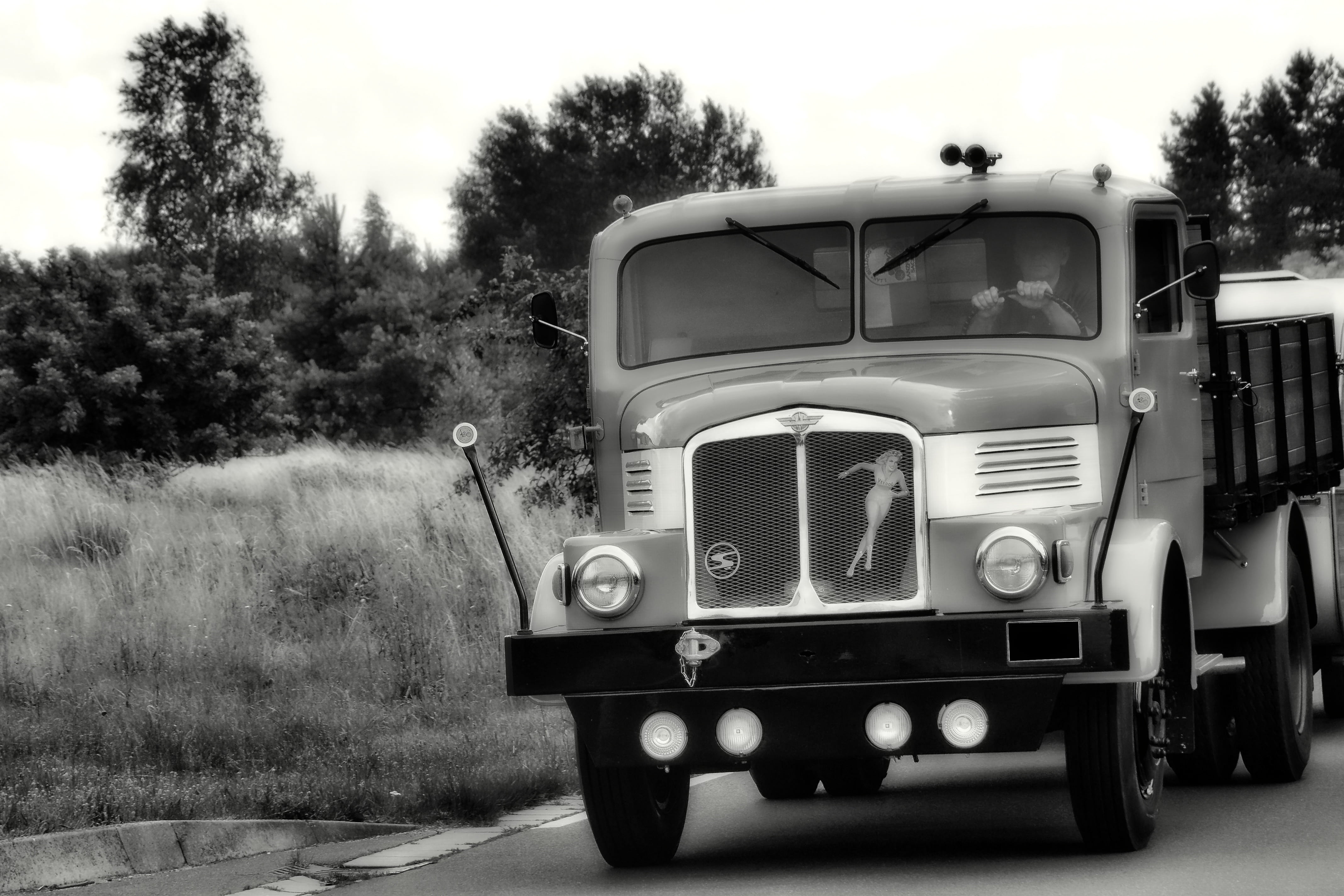 mode of transportation, long hauber, day, stationary, outdoors, motor vehicle, tree, grass, old, historically, land, land vehicle, ifa, retro styled, transportation, HD Wallpaper