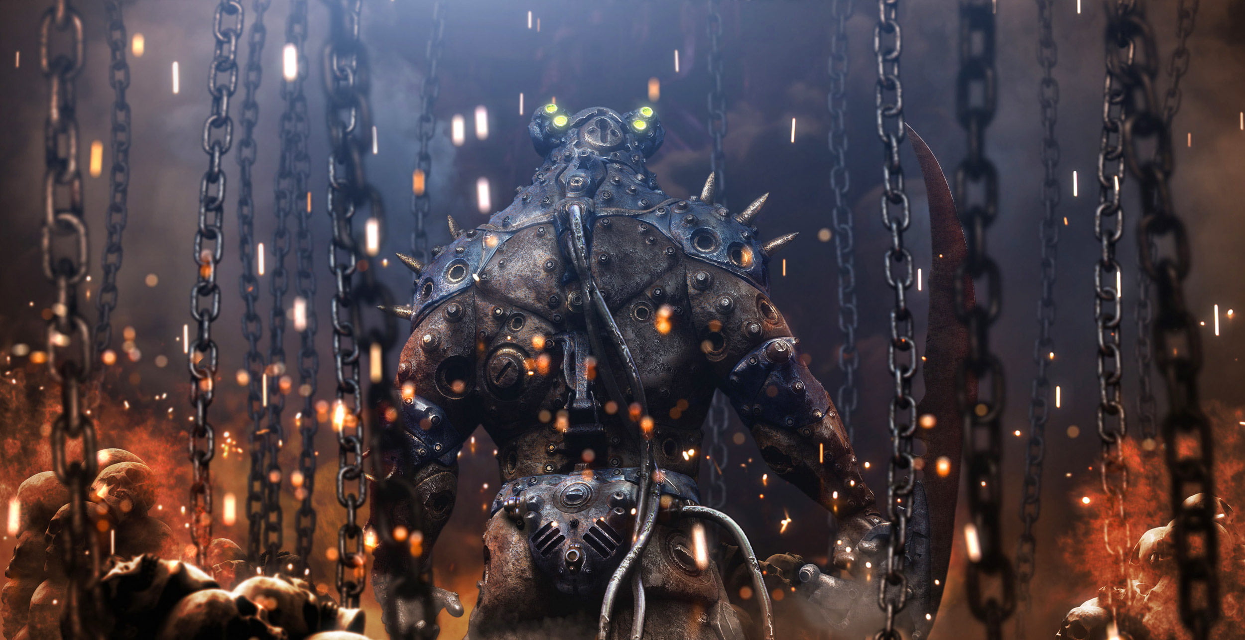 water, screenshot, motion, glowing, sculpture, focus on foreground, video, 1080P, fire, model, spikes, transparent, game, animal, chain, The REAPER, glass - material, HD Wallpaper