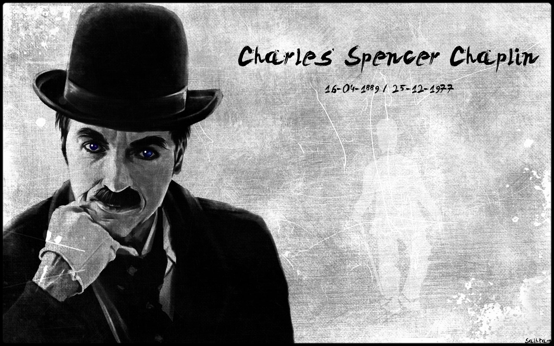 chaplin, occupation, 1080P, time, front view, text, spencer, celebrity, adult, people, actor, communication, black And White, lifestyles, waist up, clothing, HD Wallpaper