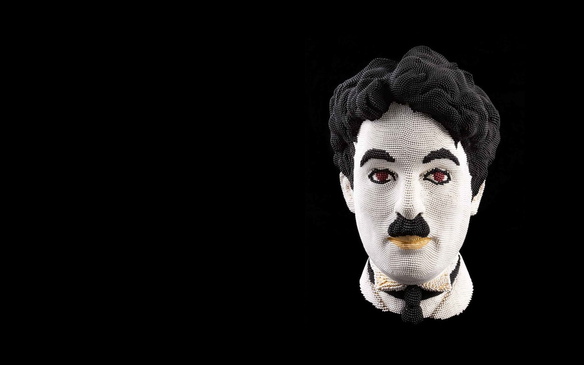 fear, d, looking at camera, charlie chaplin, sculpture, men, black Color, copy space, illustration, front view, chaplin, depression - sadness, human Face, HD Wallpaper