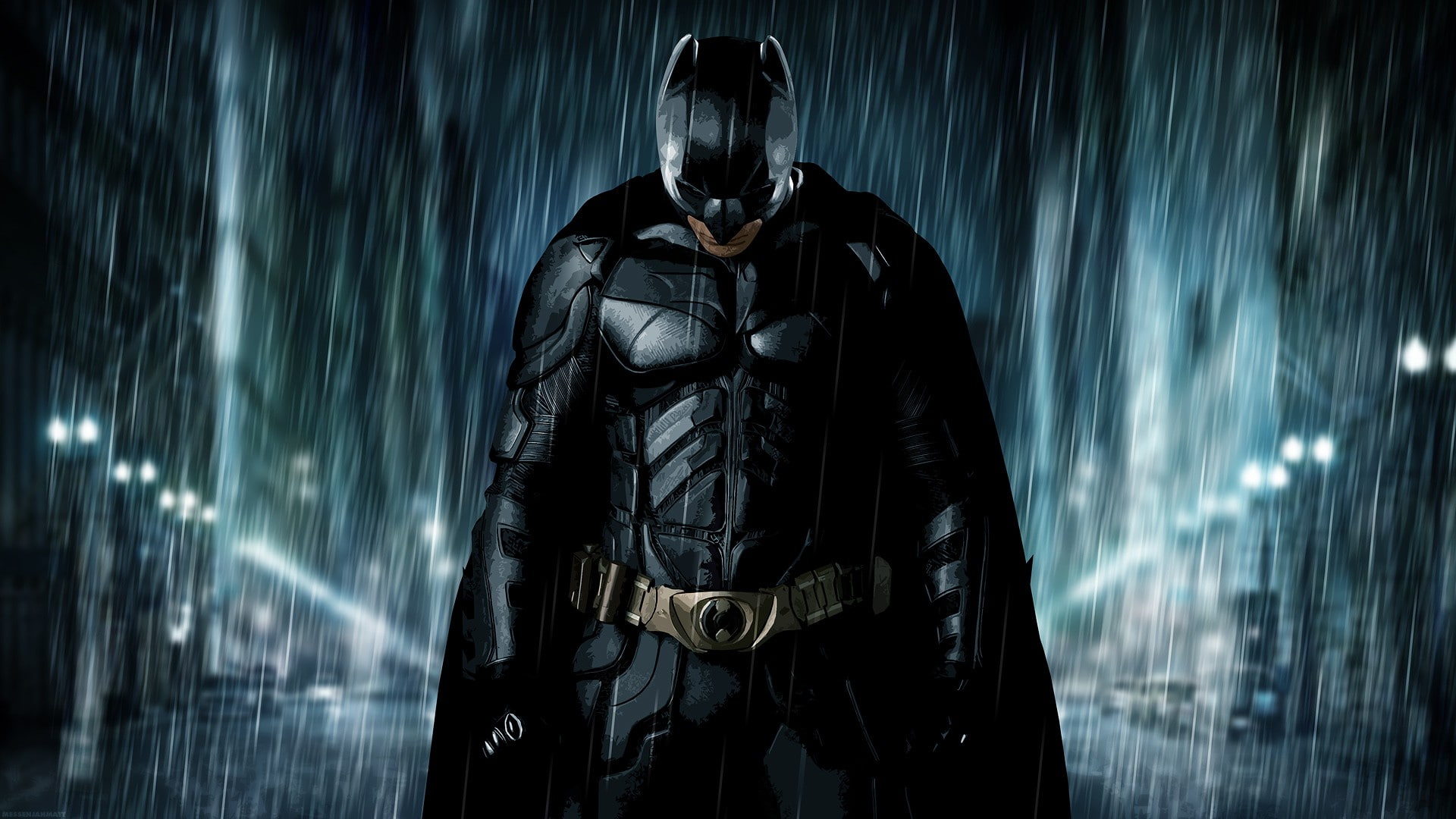 The Dark Knight, movies, 1080P, people, superhero, rain, MessenjahMatt, Batman, HD Wallpaper
