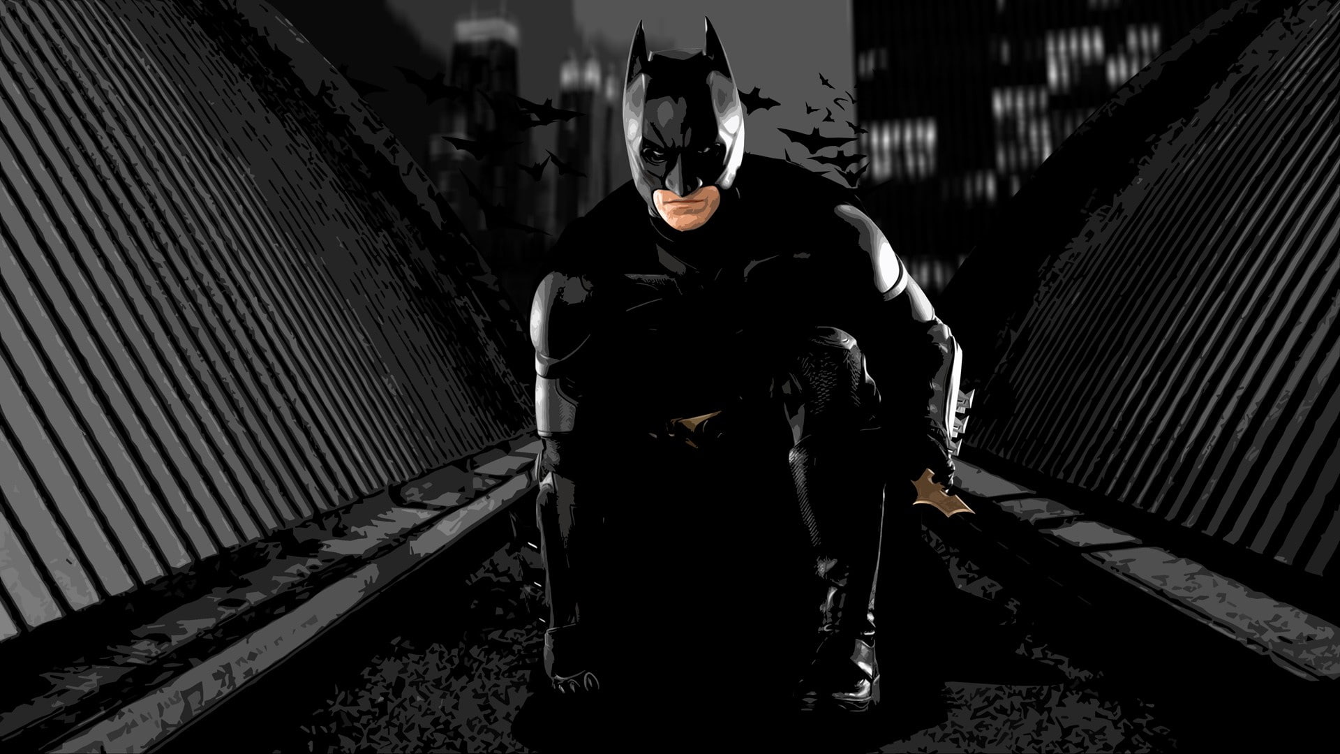 1080P, real people, uniform, front view, MessenjahMatt, The Dark Knight, occupation, built structure, looking at camera, men, mask - disguise, security, HD Wallpaper