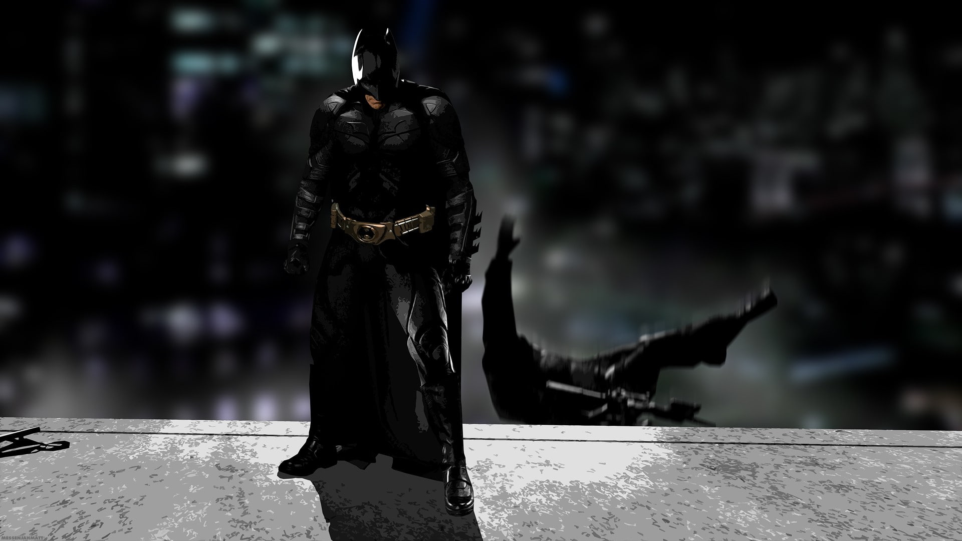 standing, focus on foreground, rear view, The Dark Knight, city, outdoors, human representation, MessenjahMatt, adult, water, lifestyles, real people, full length, HD Wallpaper