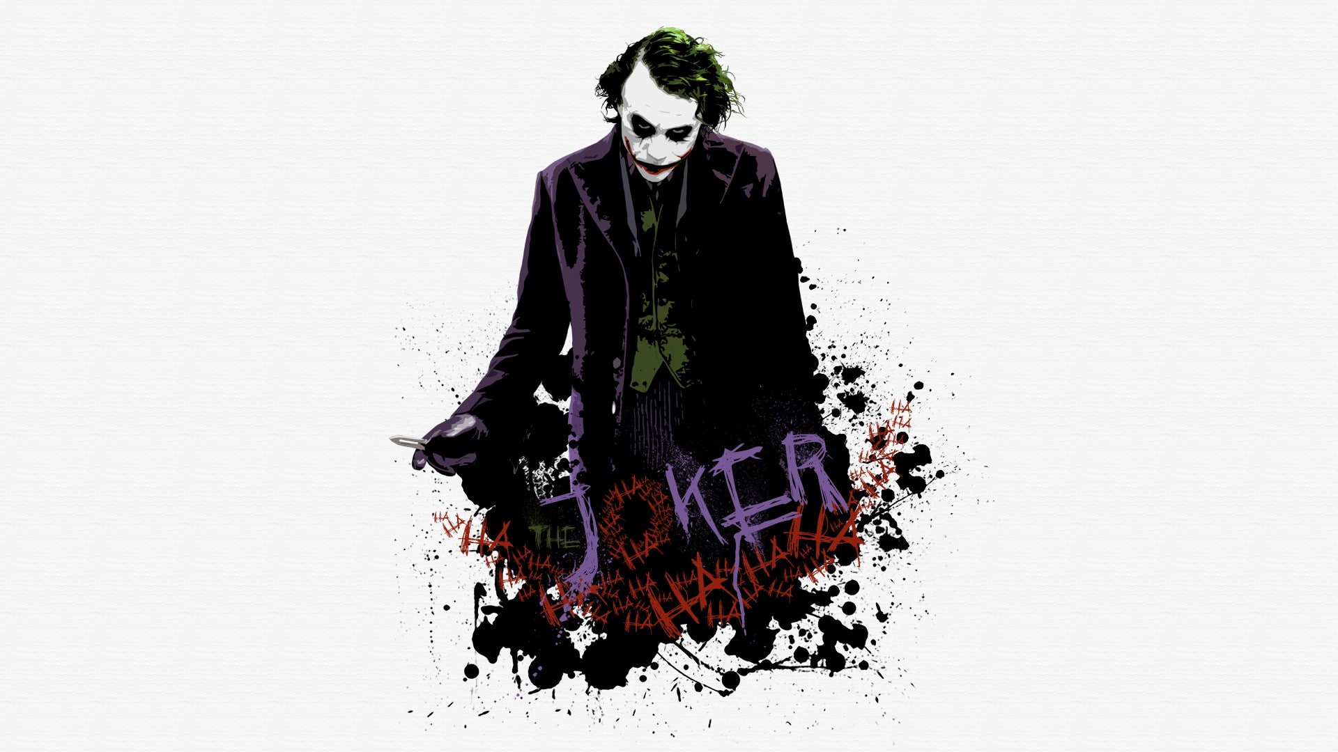 Batman, paint splatter, The Dark Knight, white background, MessenjahMatt, movies, Joker, 1080P, HD Wallpaper