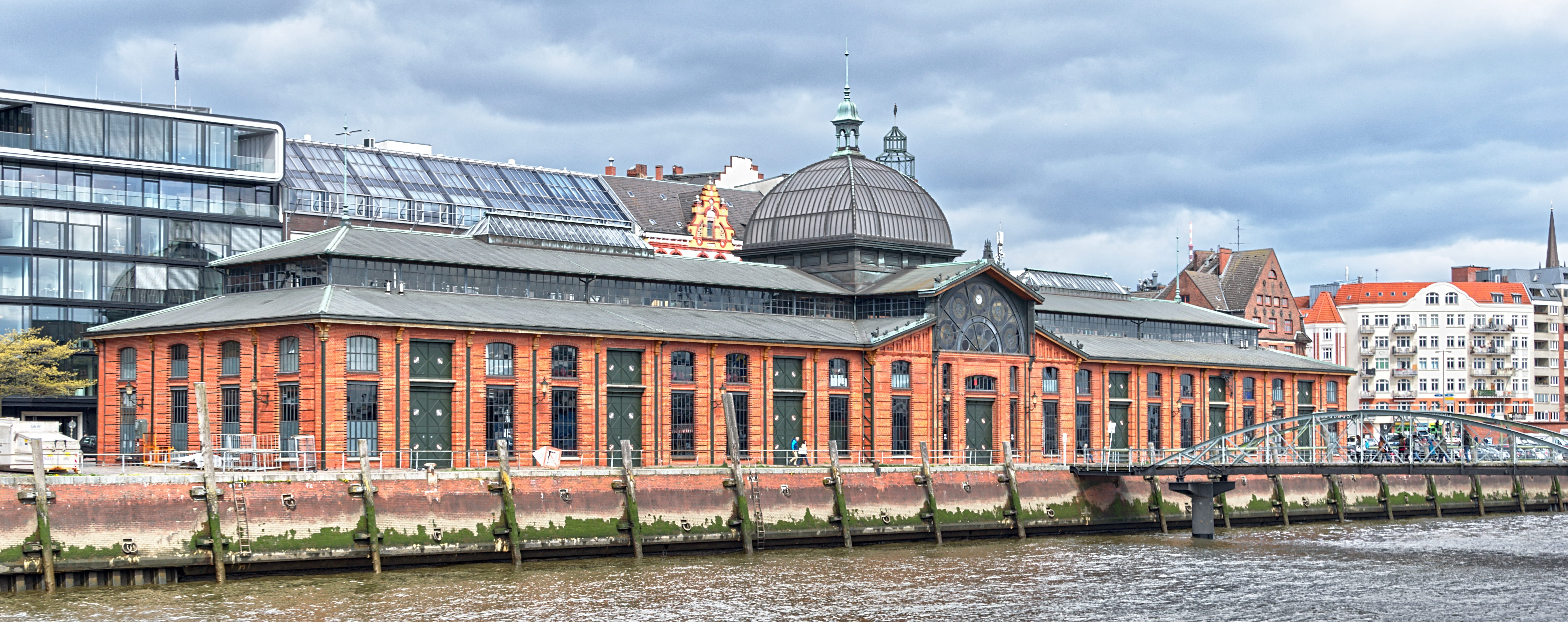town, history, building exterior, tourism, architecture, water, sky, street, building, hamburg, city, outdoors, nature, 5K, cloud - sky, travel, fish auction hall, HD Wallpaper